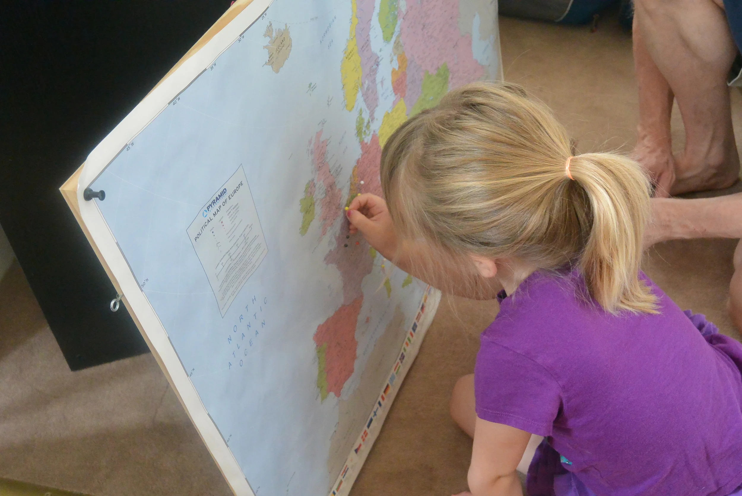 Peyton pinning our Europe map