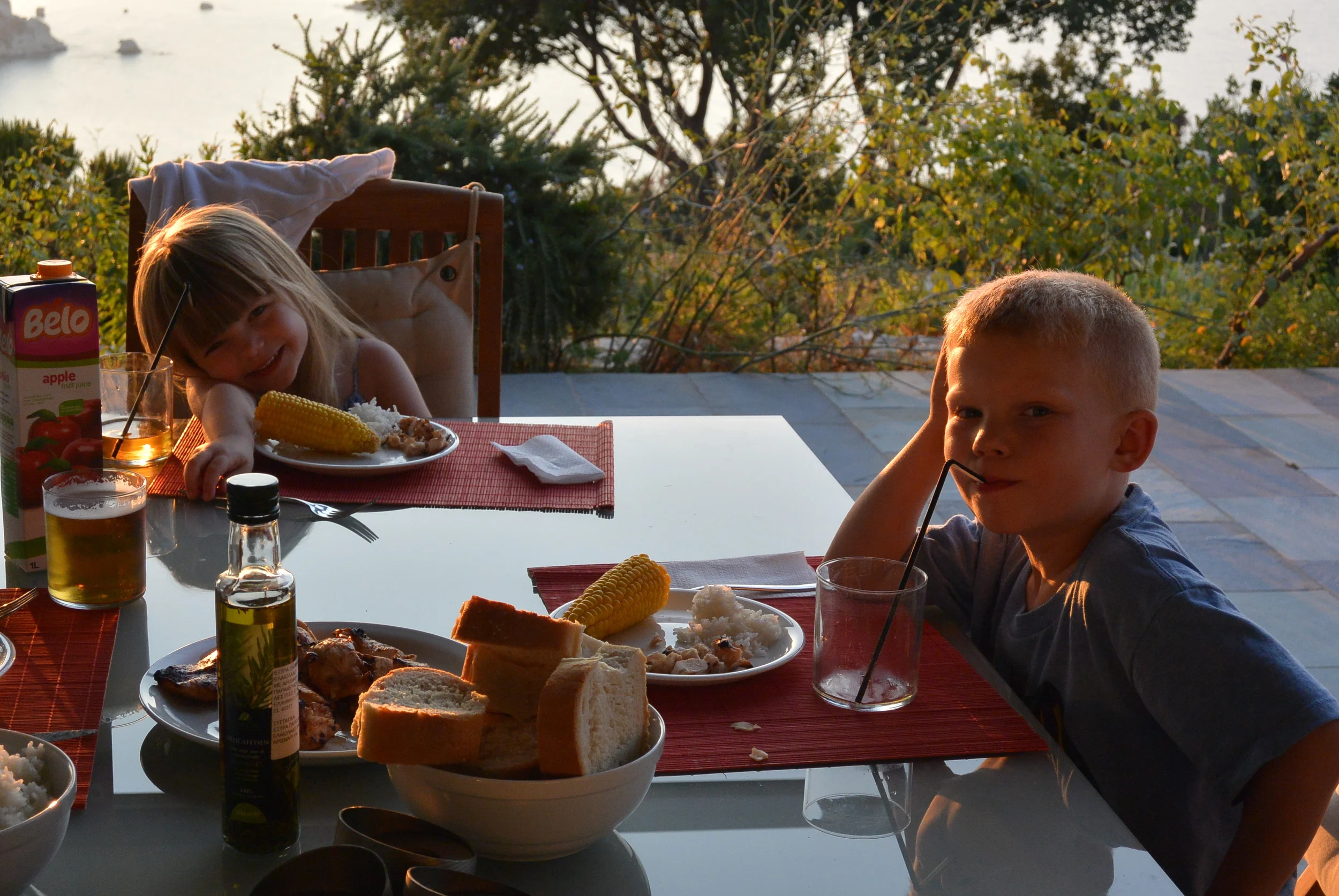 Enjoying dinner outside