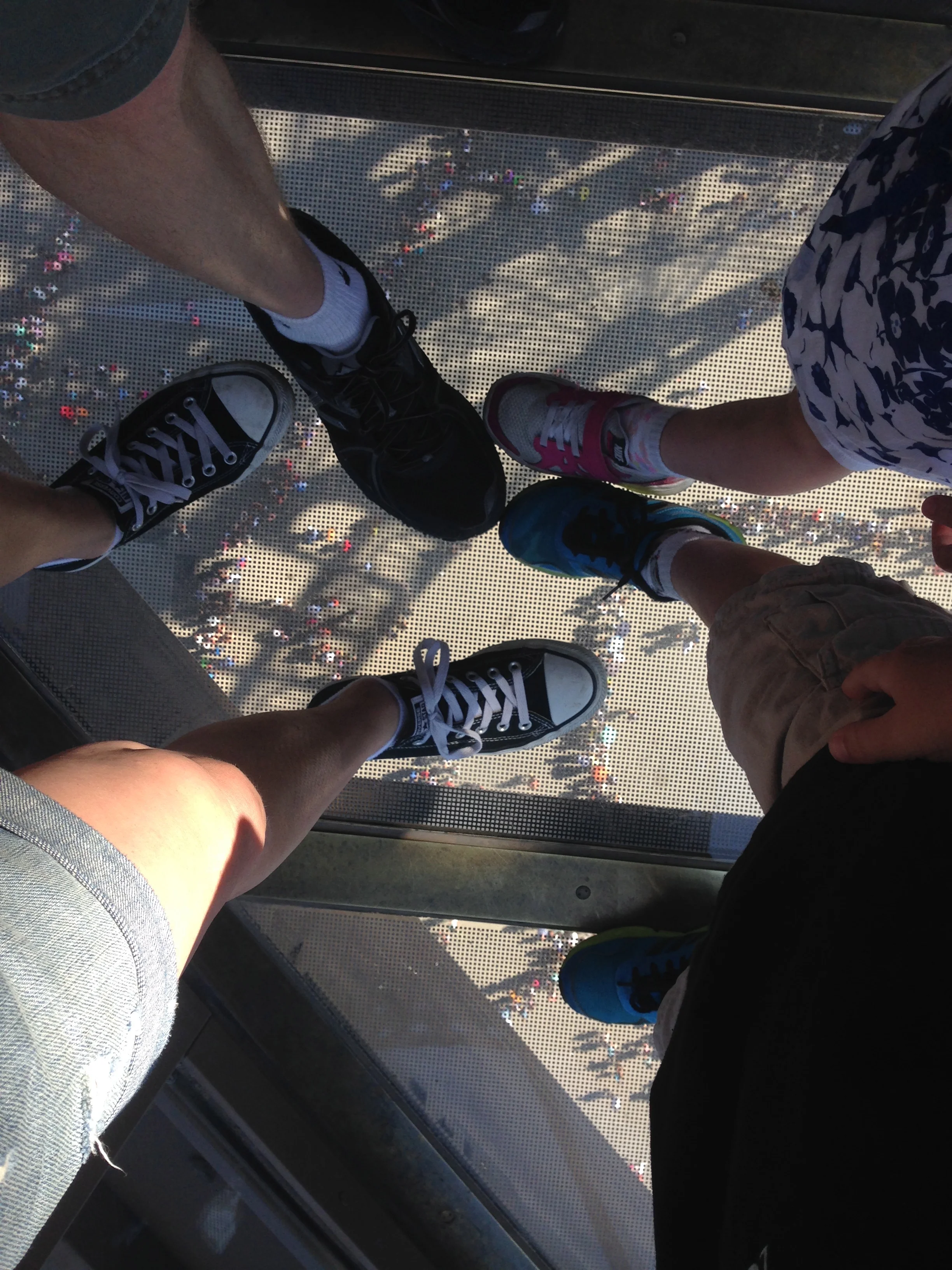 Glass floor on the tower.