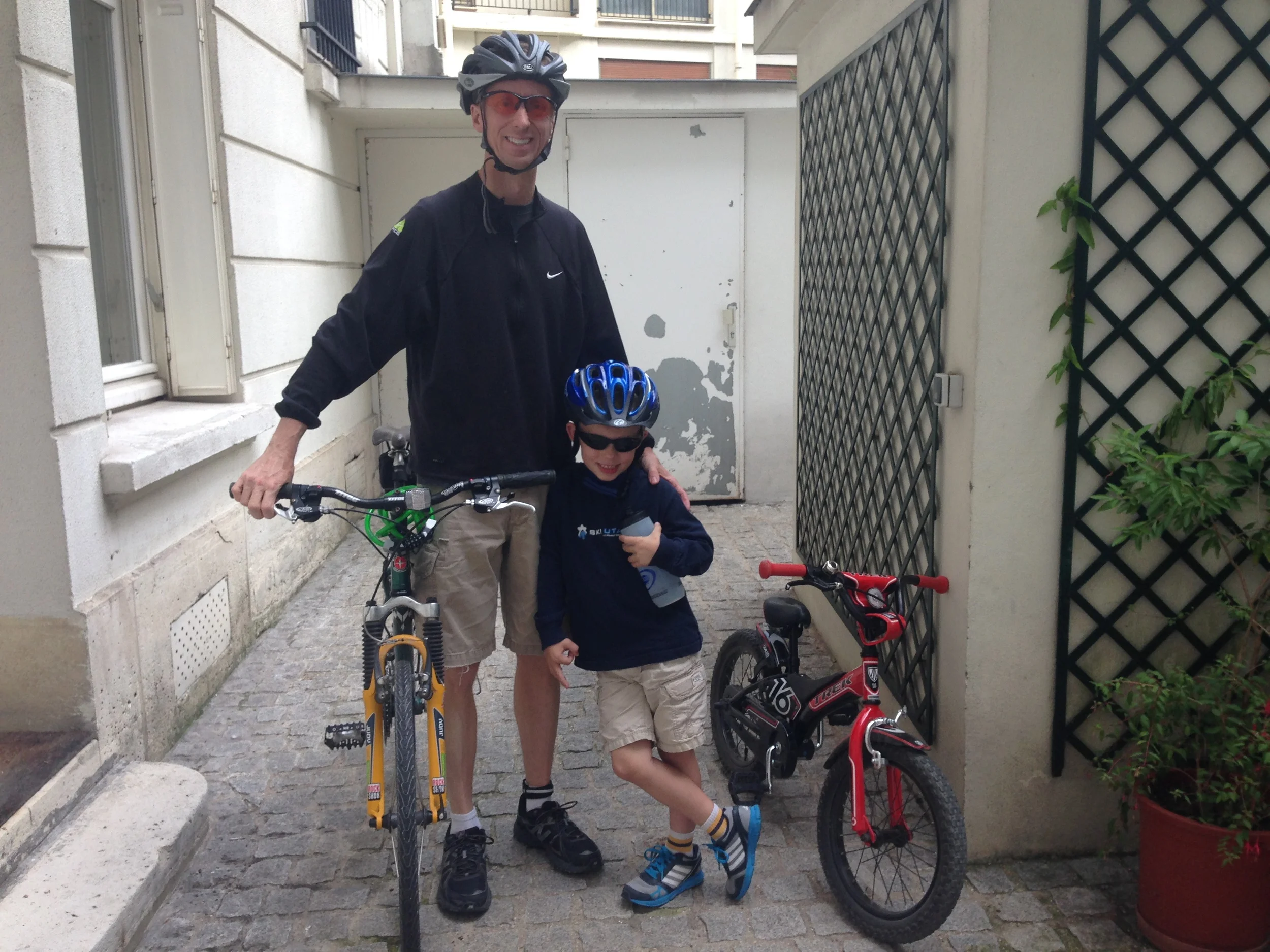 Boys getting ready for a bike ride