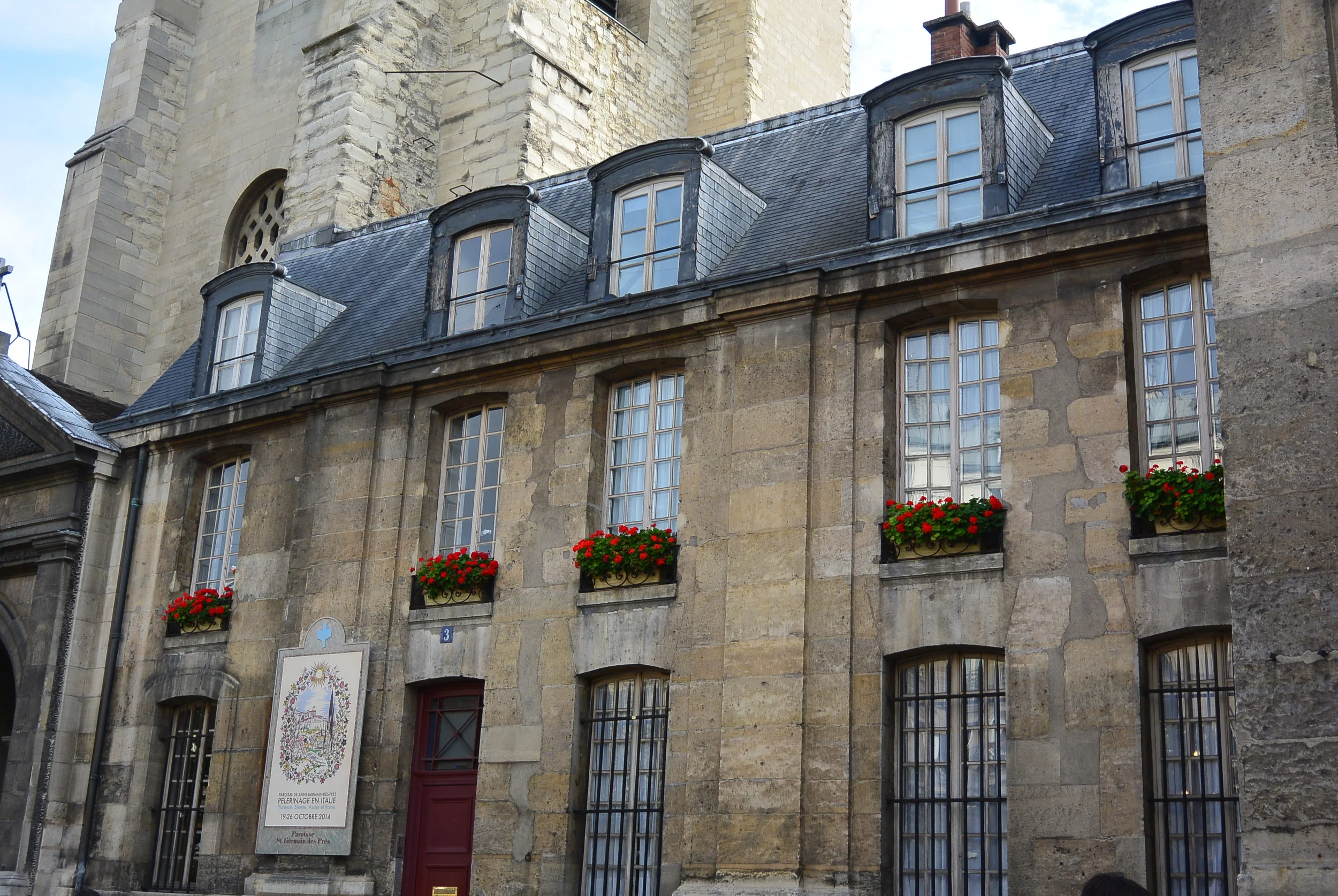 Just a pretty building with nice flowers