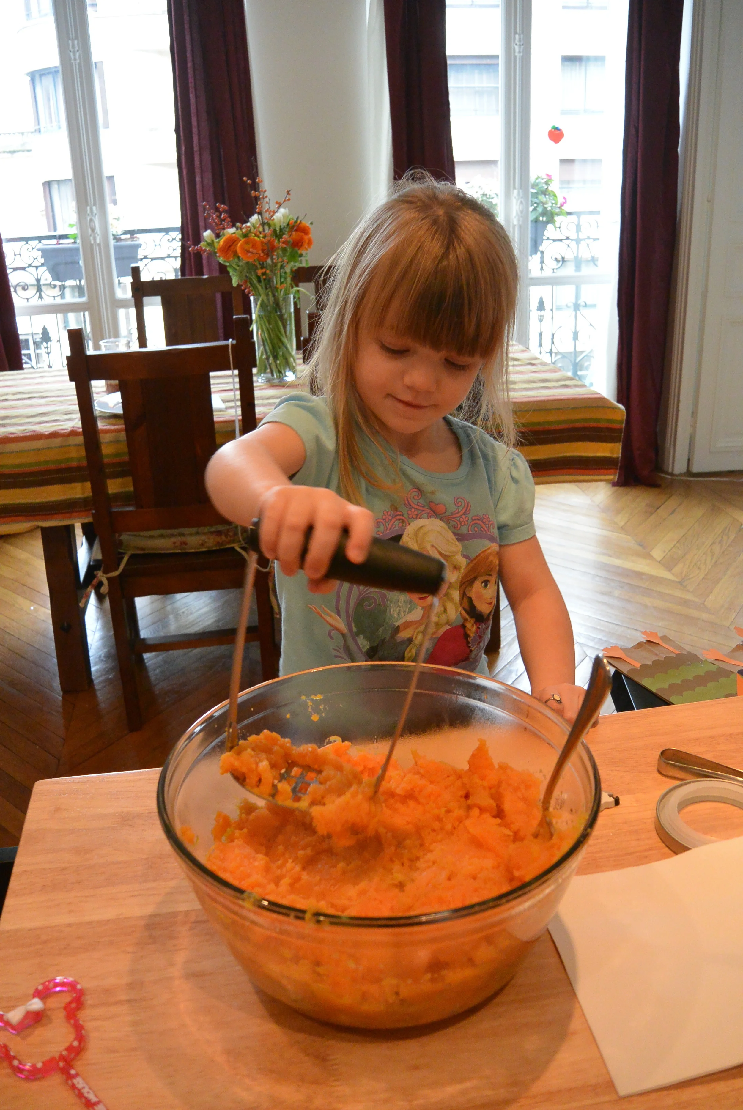 Peyton helping me with the sweet potato casserole.