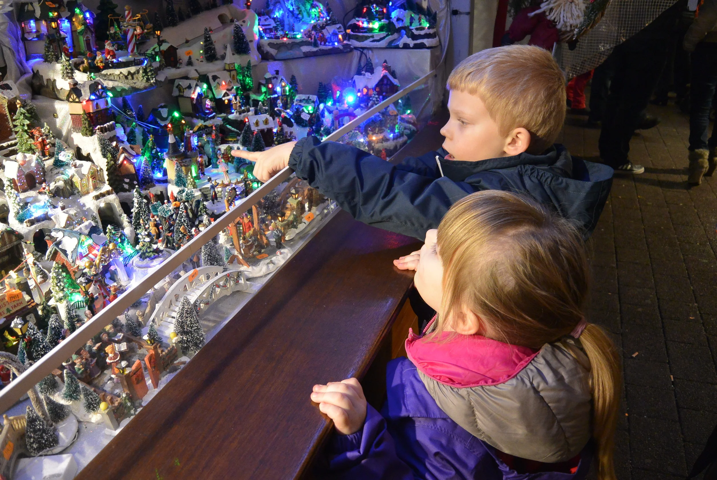 Kids loving all the Christmas decorations