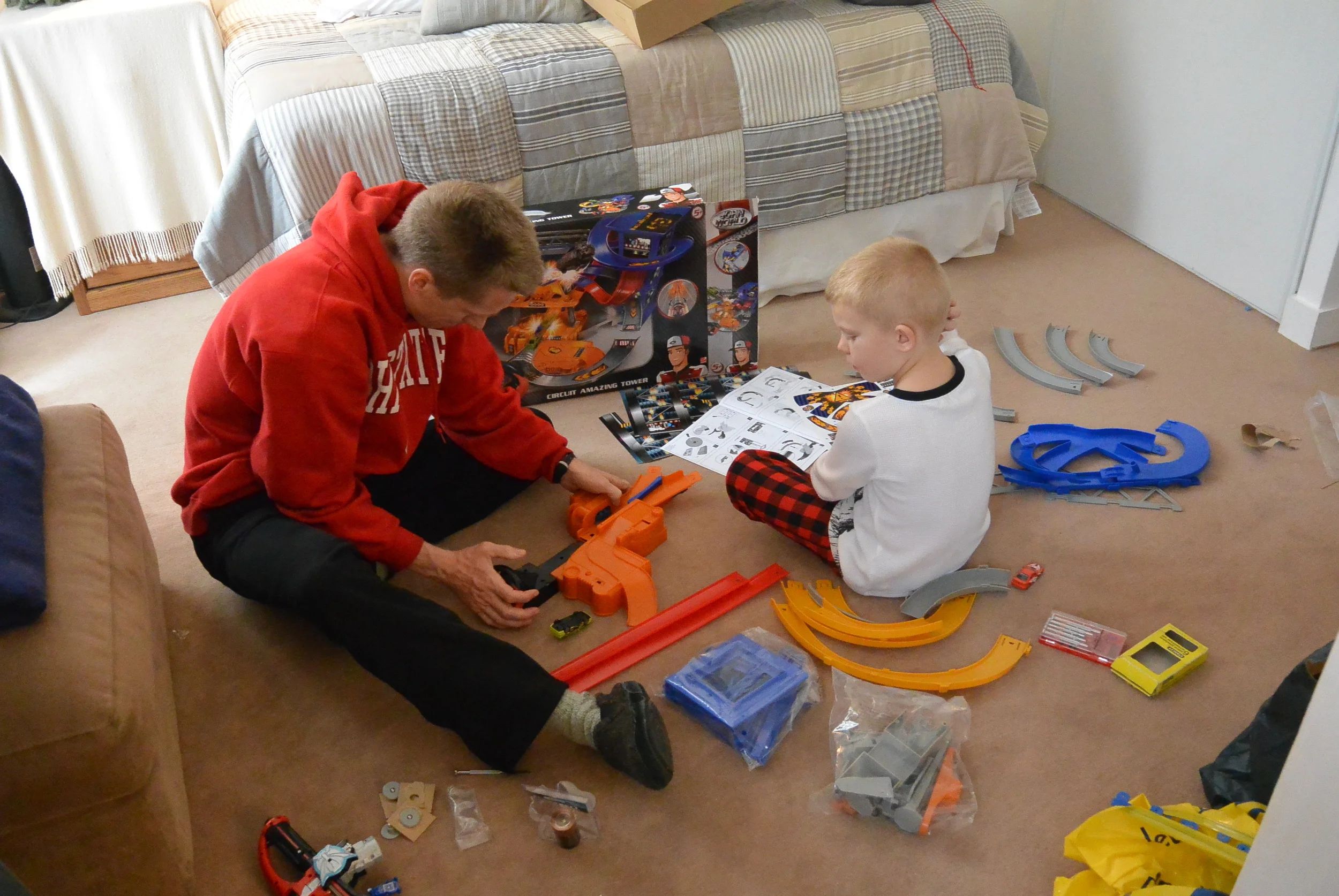 Daddy putting together the Christmas project