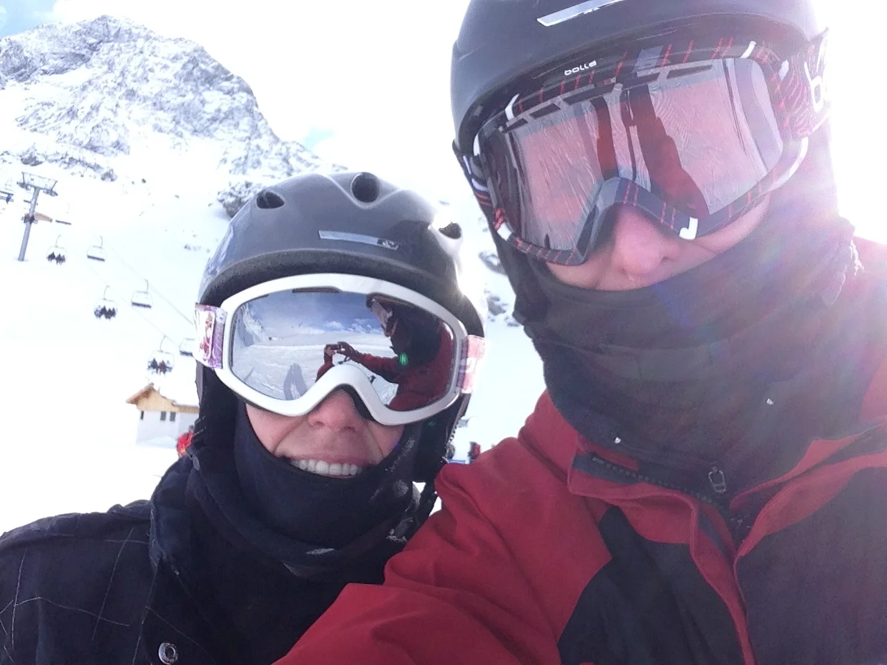 Keith and I enjoying our 6 days of skiing....free of children!