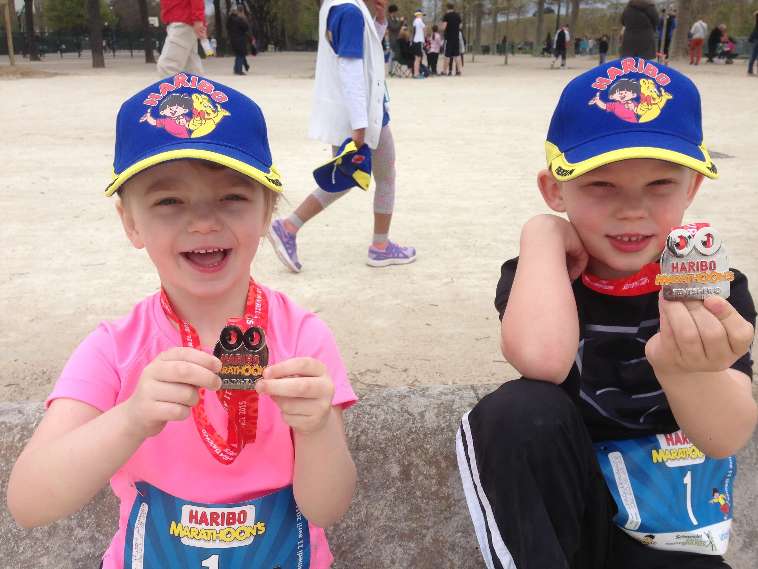 Kids did a little race the day before the marathon and earned medals.