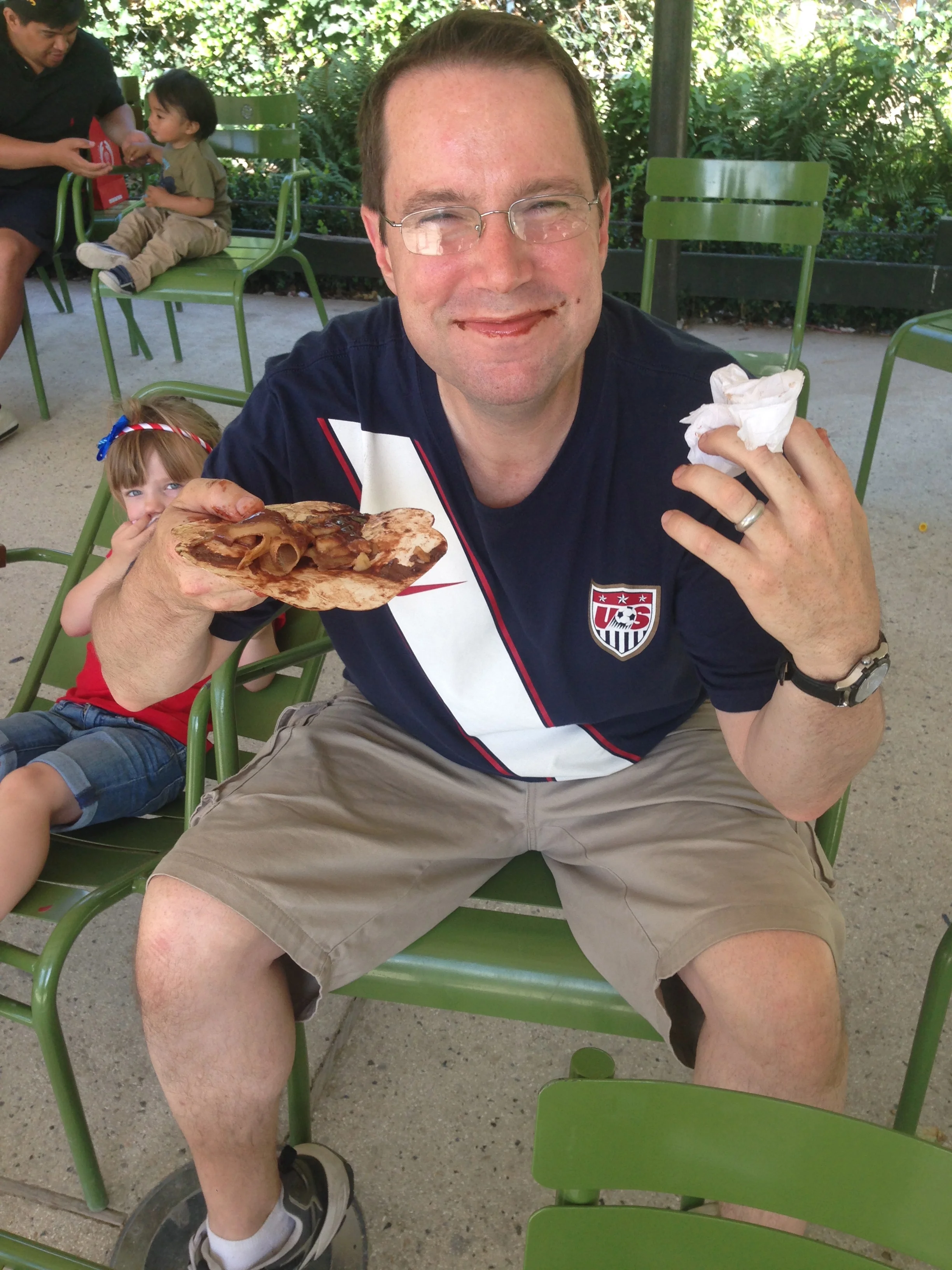 Dave trying to eat a crepe!