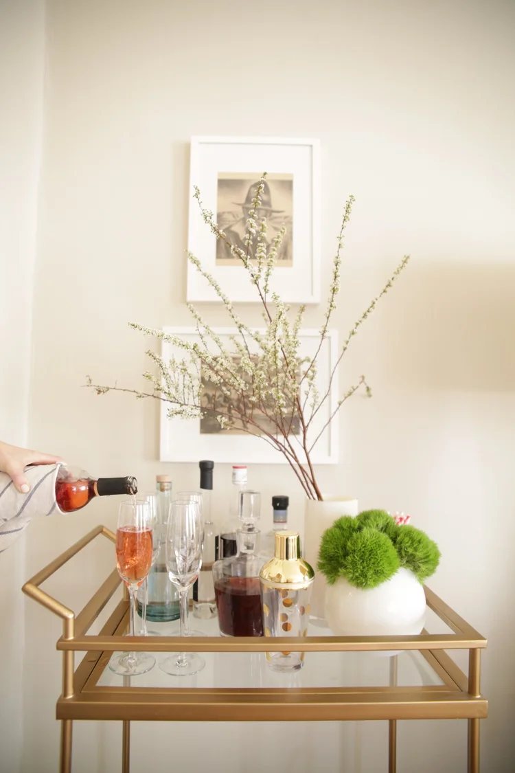 Dressing up my bar cart for spring.