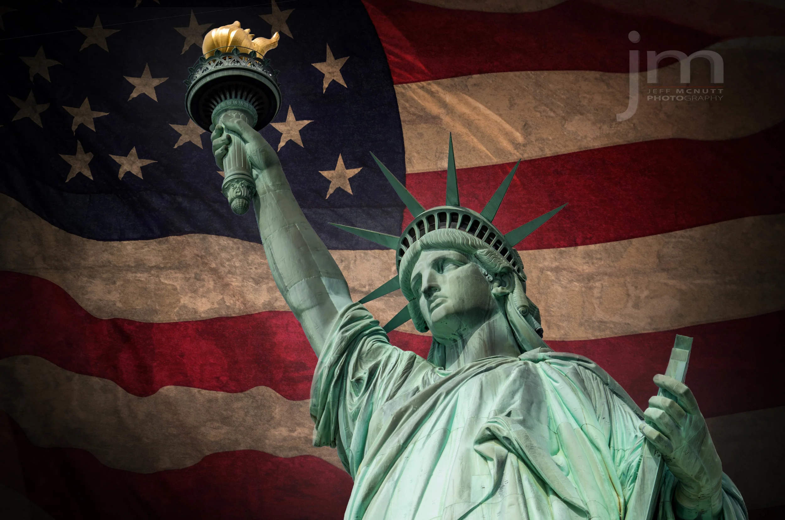 Statue of Liberty. (The sky was a little grey and drab that day... so I took some "liberty" here.