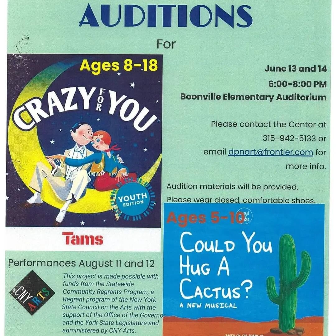 Getting ready for our summer programs! Sign ups are in full swing!

Auditions are next Monday and Tuesday for our musicals. These are VERY laid back auditions, and there is a spot for everyone! We can't wait to see you there.

6-12 year olds can join
