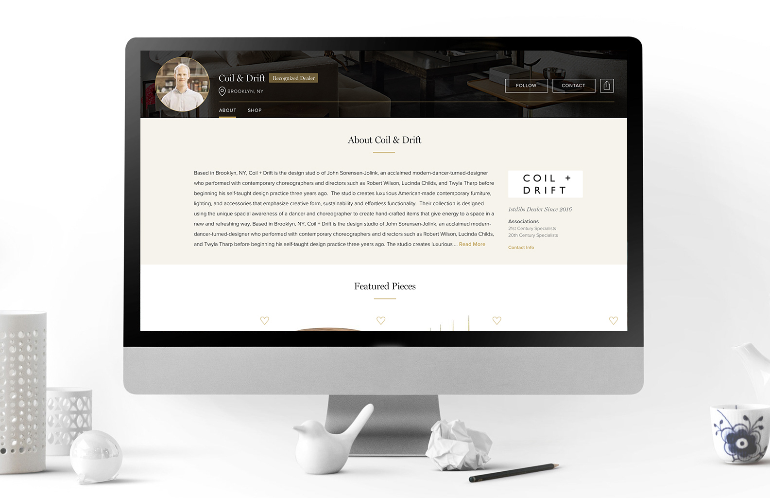 Each seller on 1stdibs can create their own profile on 1stdibs for consumers to browse their inventory. Although consumers are purchasing their items through 1stdibs and not through the seller directly, if they have a particular seller that they had