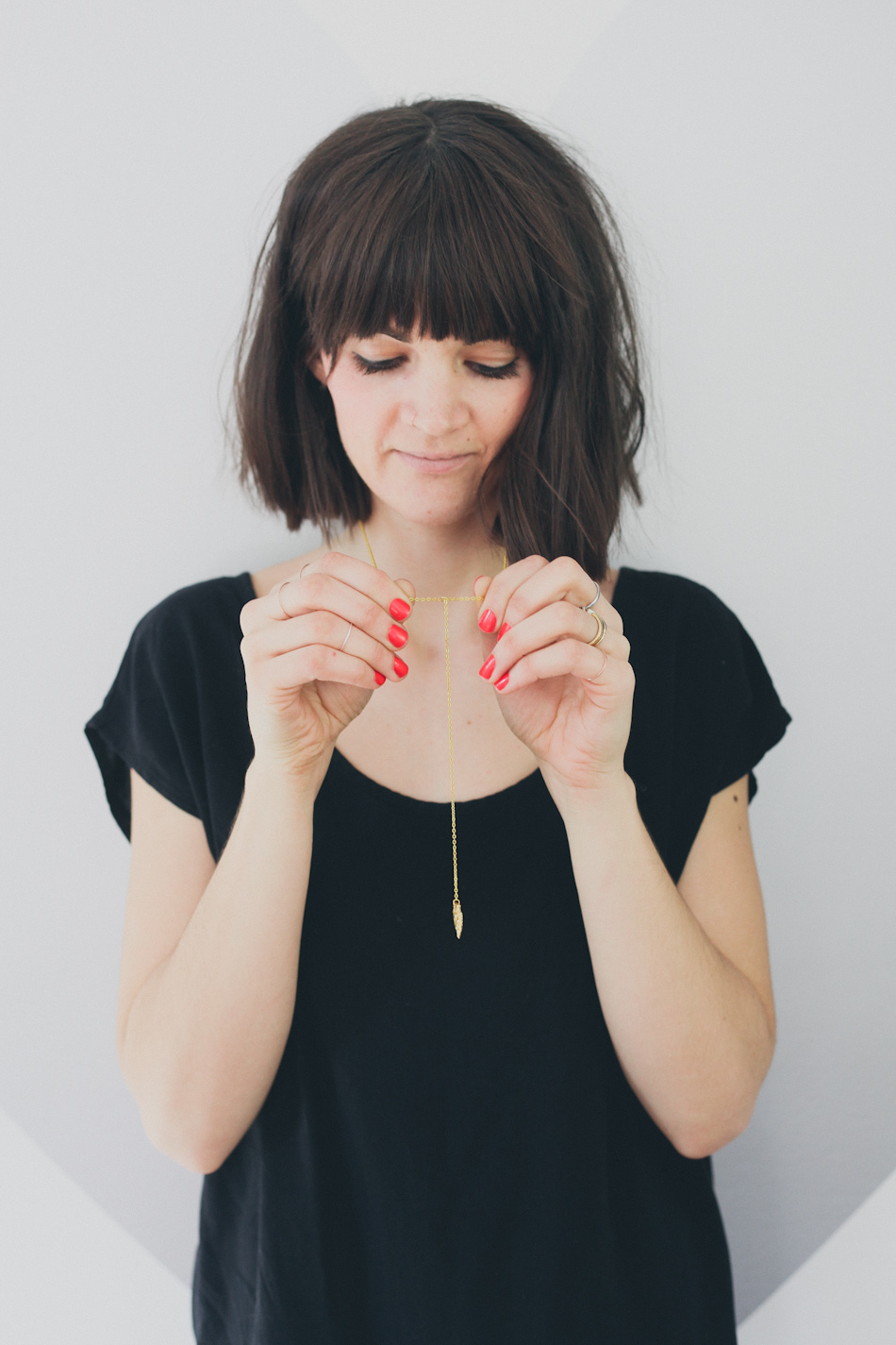 Tegan's Pick - Gold Feather Drop Necklace