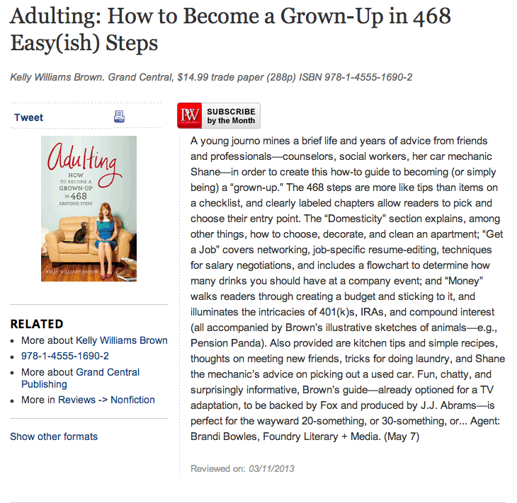 Publisher's Weekly review, March 2013