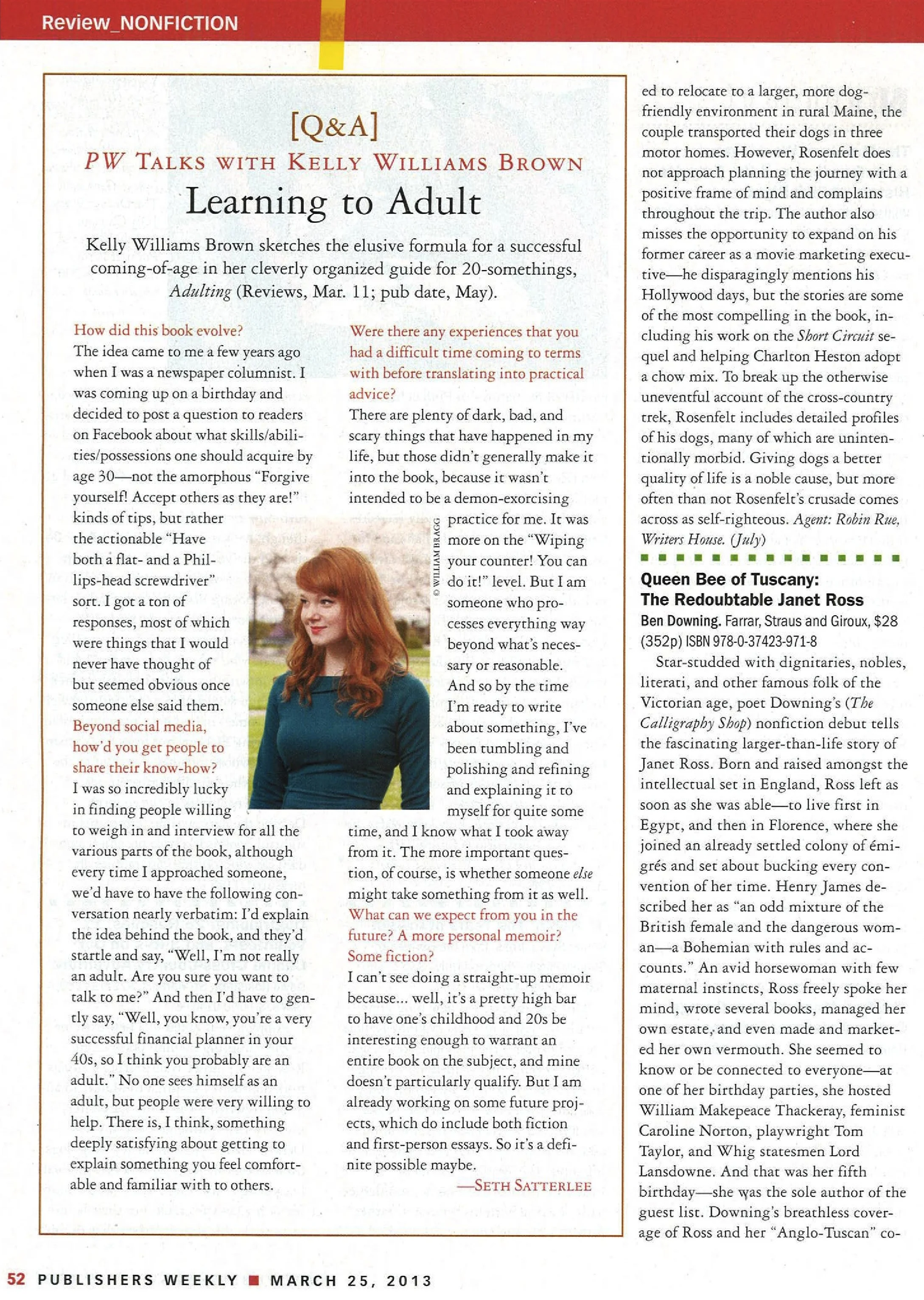 Publisher's Weekly Q&A, March 2013