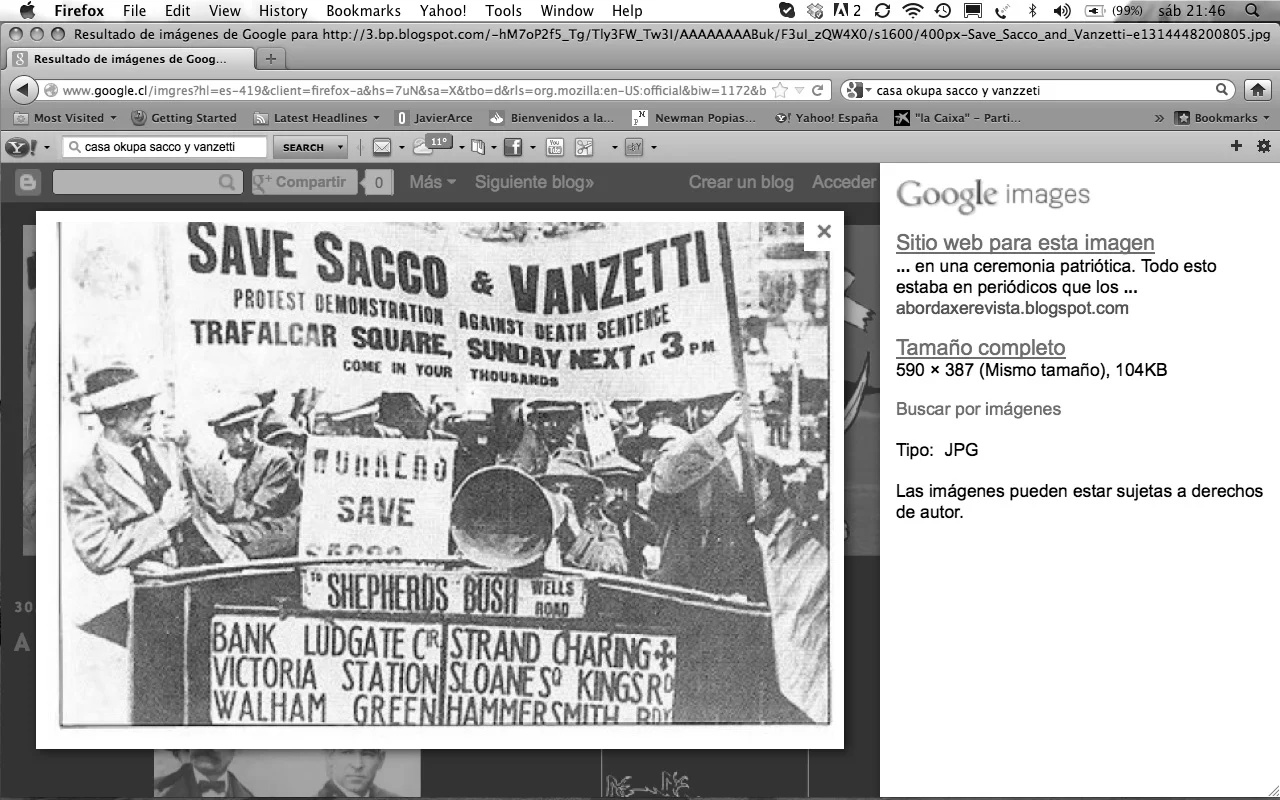 Fanzine Casa Sacco&Vanzetti. Fhotocopy and recycled paper. 29,7 cm x 21 cm. Fanzine Casa Sacco&Vanzetti. Fotocopias y papel reciclado. 29,7 cm x 21 cm.