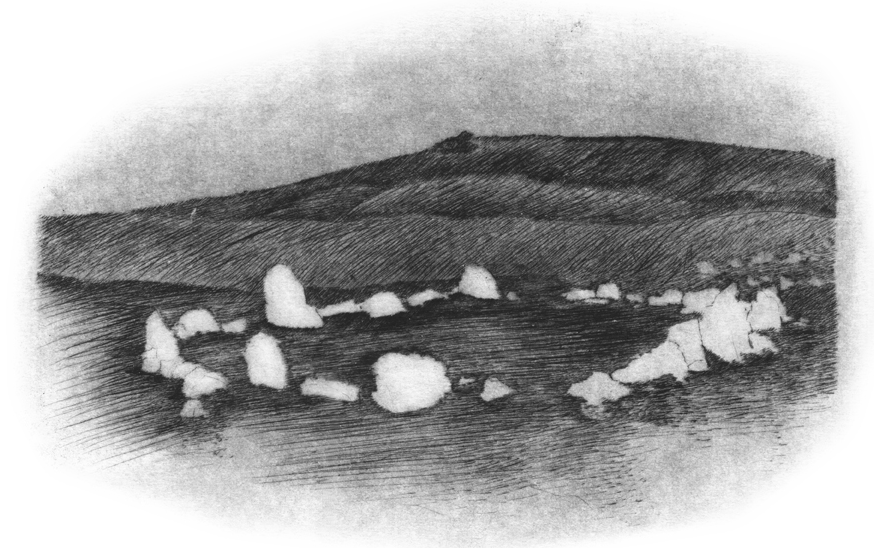Cromlechs in Oyarzun (Guipúzcua), 2012. Drypoint print, 1/9, 39x46,5 cm. Cromlechs en Oyarzun (Guipúzcua), 2012. Punta seca, 1/9. 39x46,5 cm. 