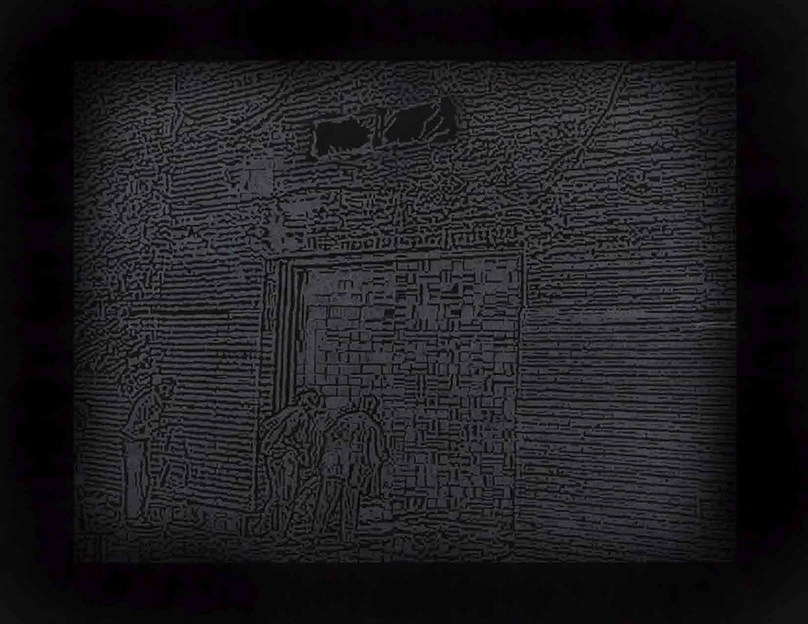 Imagen Bastarda (Santiago Sierra), 2010. Hand made print, perspex, oil, pvc, dye glass. 148 x 223 x 7 cm / 43 x 60 x 5 cm. Imagen Bastarda (Santiago Sierra) 2010. Grabado a mano sobre plexiglás, pintura, pvc, cristal tintado. 150 x 205 x 7 cm/ 43 x 60 x 5 cm. 