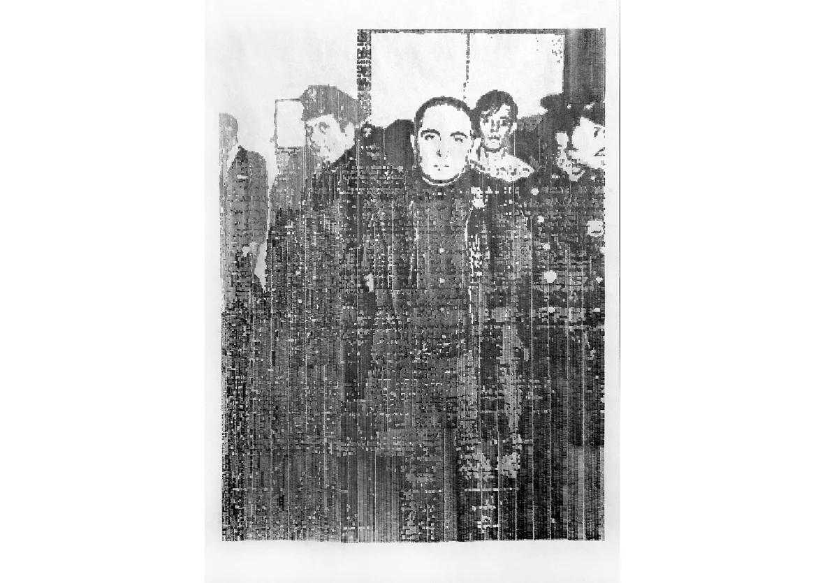 Tony Safrazzi, Under arrest (Positive version), 2012. Propelling pencil on newspaper, 60 x 80 cm. Tony Safrazzi, arrestado (Versión positiva), 2012. Dibujo lápiz sobre papel de periodico, 60 x 80 cm.
