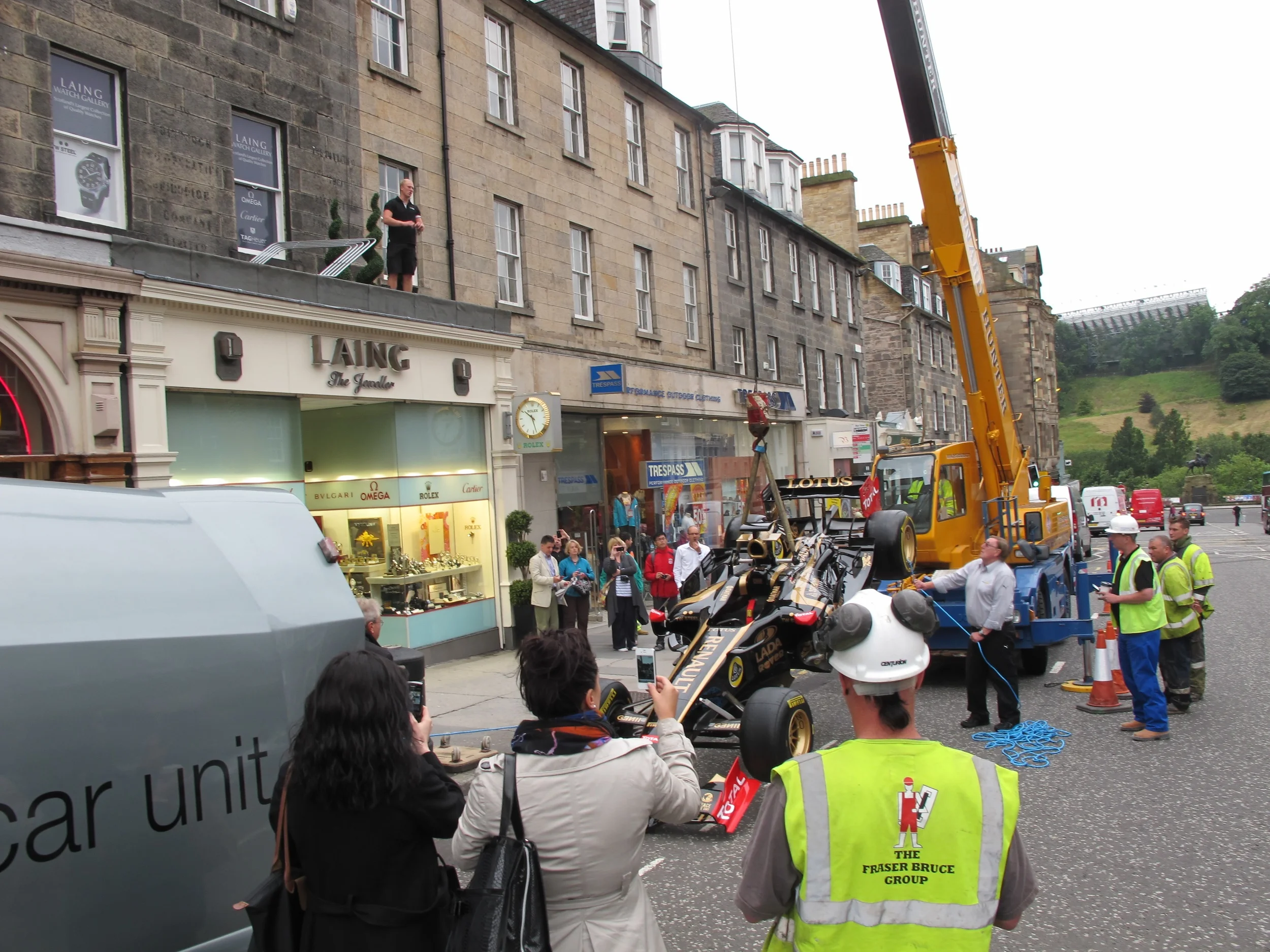 An F1 Lotus Renault served up on a shop roof in Edinburgh 2011