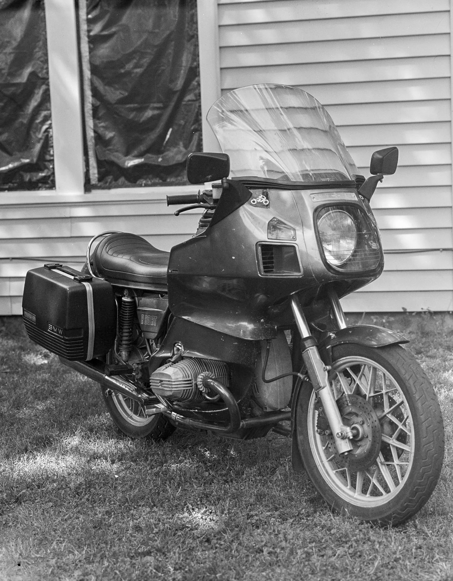 Lucus Landers | Ilford Delta 100 4x5 Black and White | Oklahoma | Handmade 4x5 Large Format Camera | BMW Motorcycle