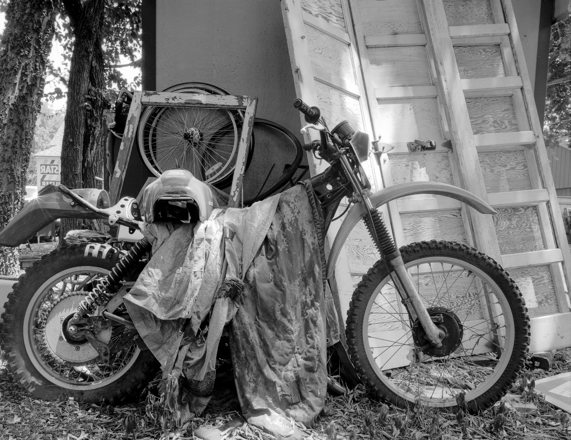 Lucus Landers | Ilford Delta 100 4x5 Black and White | Oklahoma | Handmade 4x5 Large Format Camera | Dirt Bike