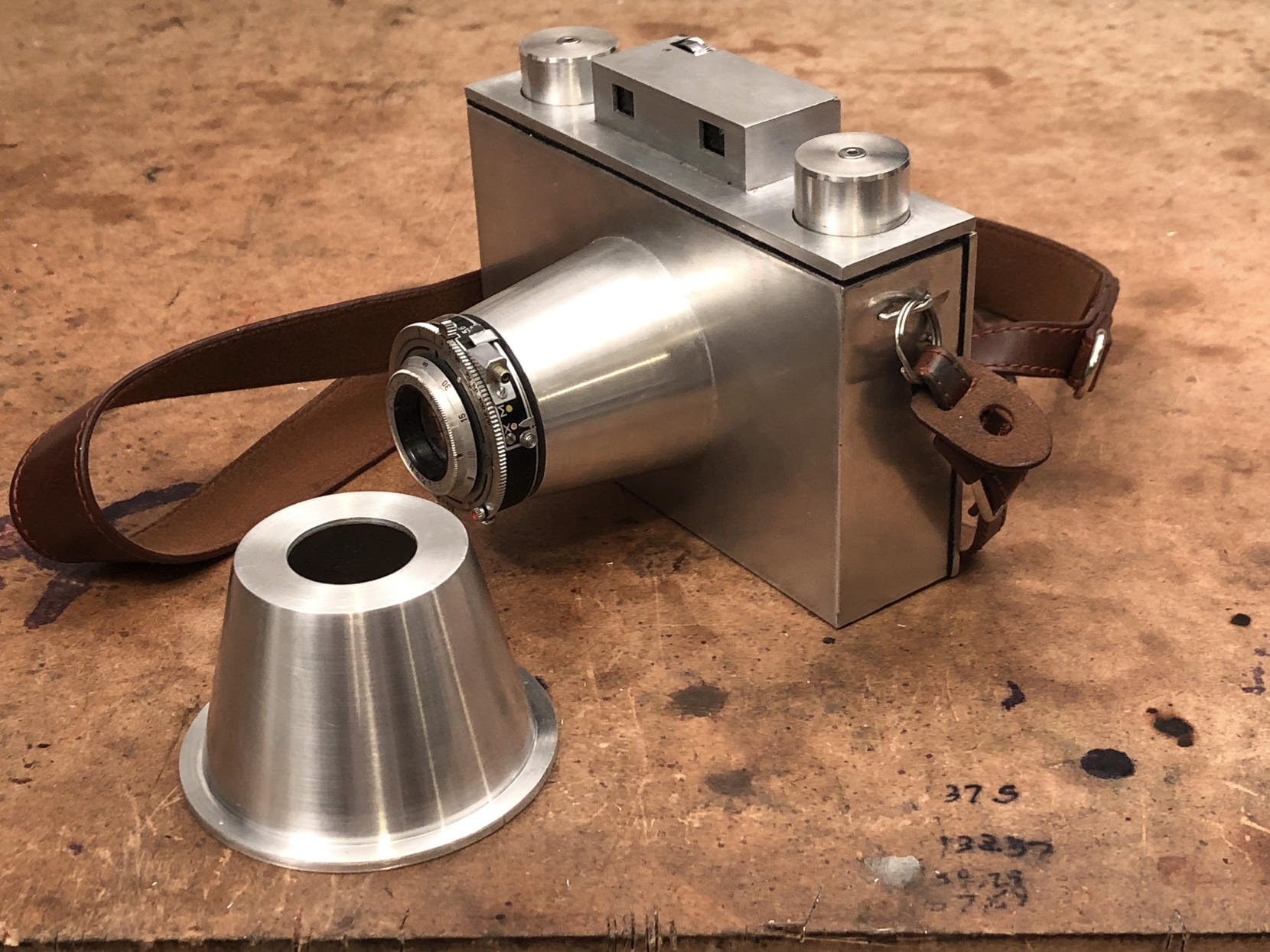 Here is the finished cone next to the previous camera I made.