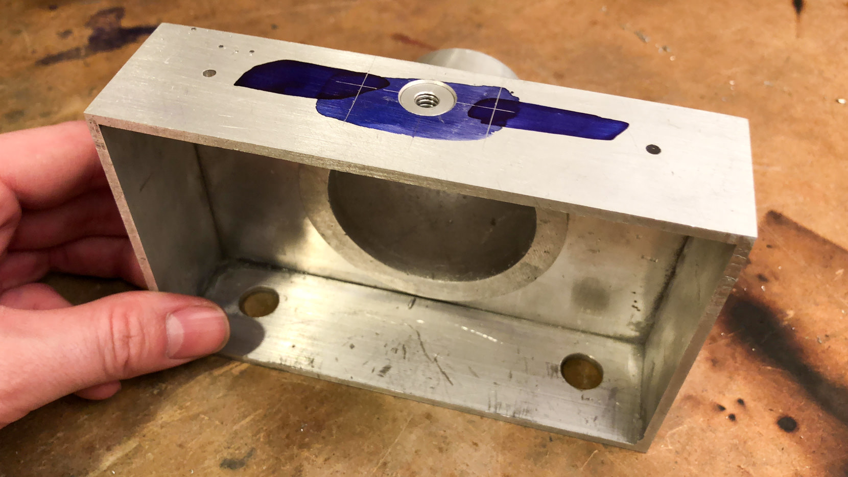 Added to the body. There will be two holes drilled where the cross marks are. That way I can screw this part on.