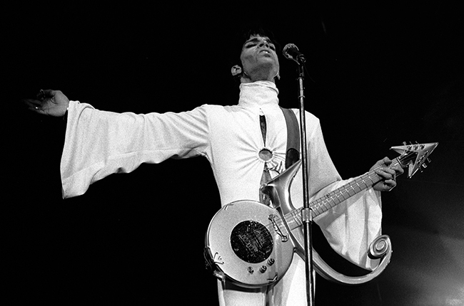 Prince performing in the Netherlands, 1995. Paul Bergen/Redferns