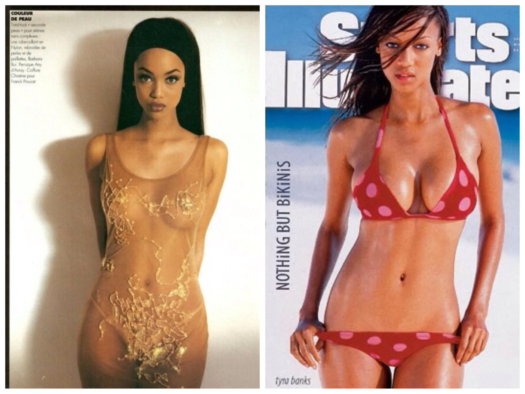 Young Tyra and Tyra on her second and solo SI cover