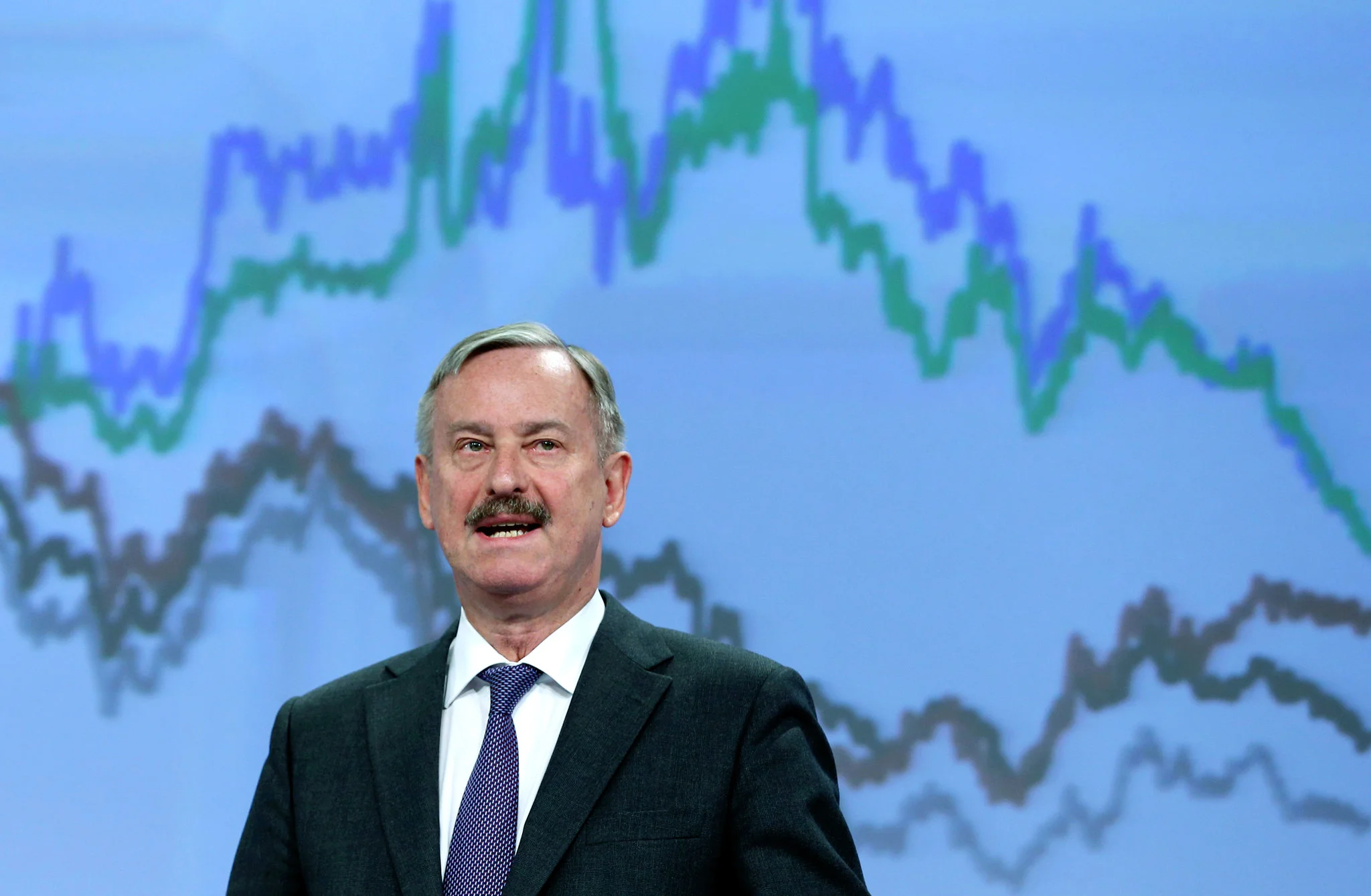 Siim Kallas, vice president of the European Commission, during a press conference in Brussels. | Francois Lenoir/Reuters