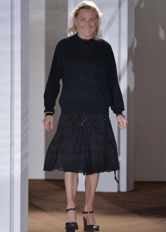 Miuccia Prada at her Spring 2015 Menswear show at Pitti | Telegraph