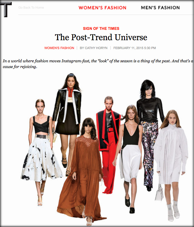 Screen shot of Horyn's editorial 'The Post-Trend Universe' | T Magazine
