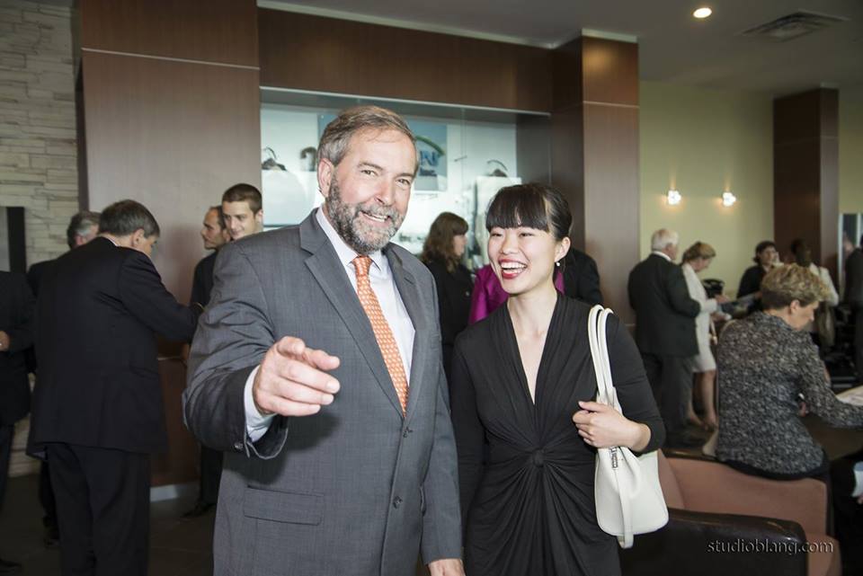 Laurin Liu with Leader of the Official Opposition, NDP Leader Thomas Mulcair | Source