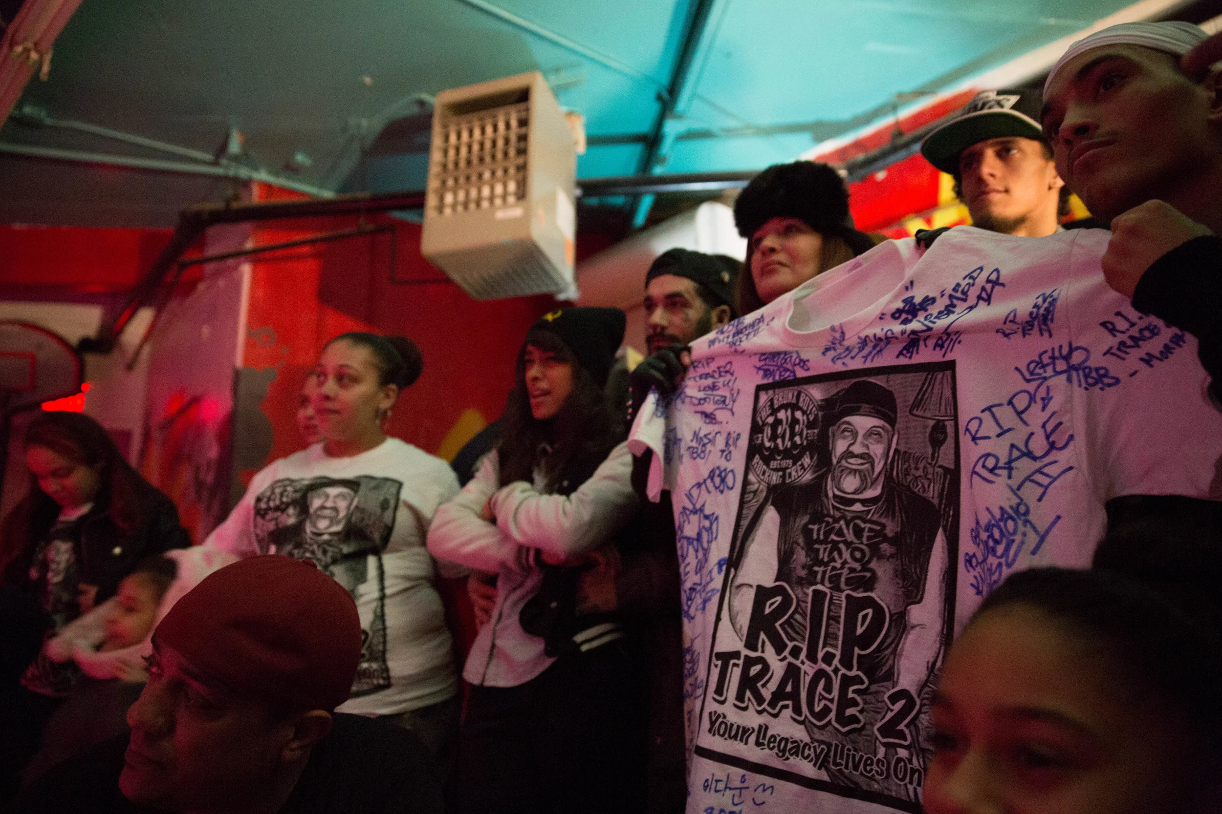 The Bronx Boys and Girls family honoring an OG. Trace2 Memorial at the Rebel Diaz Art Collective. South Bronx