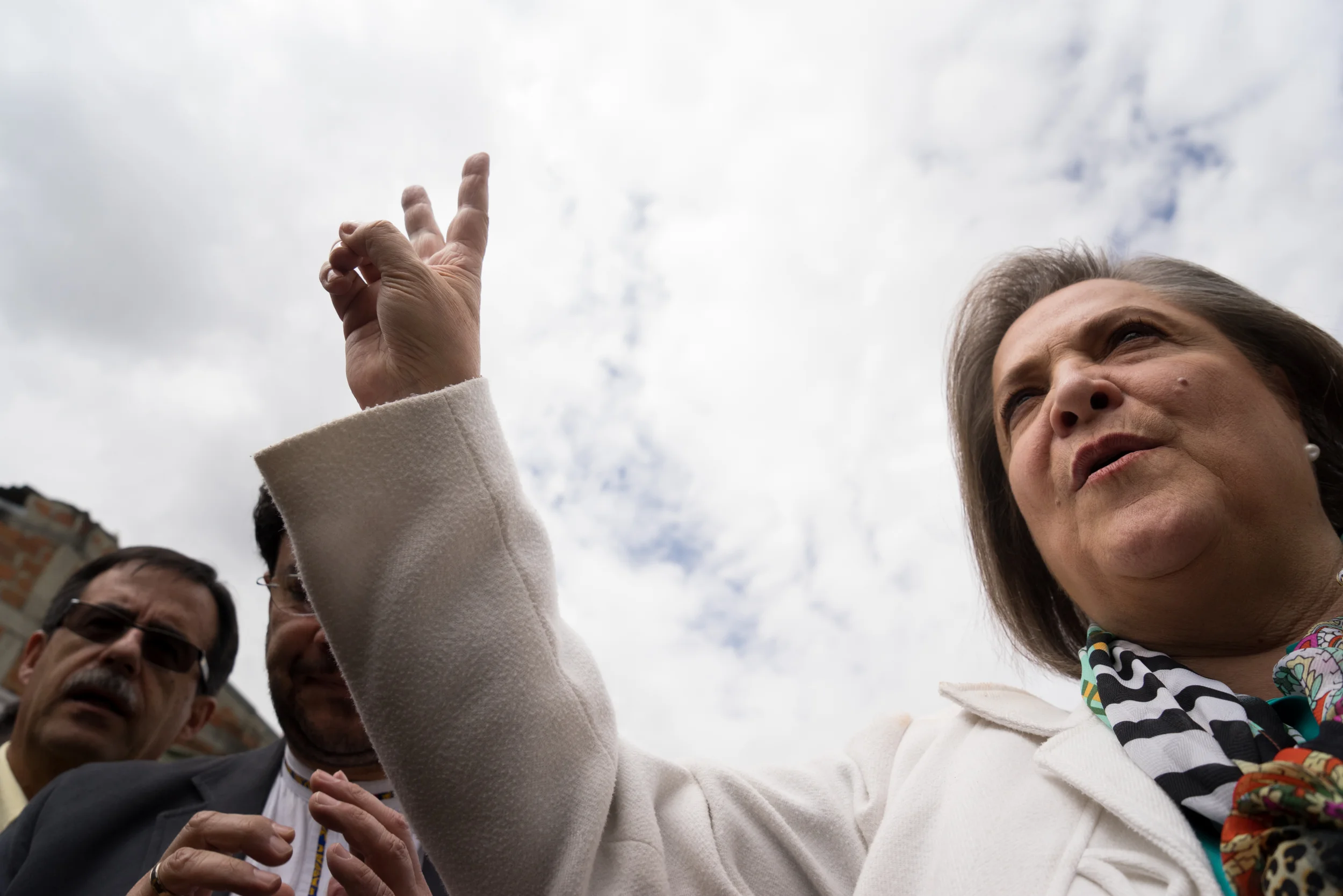 Clara Lopez, leader of the leftist party Patric Union and mayor candidate for Bogota after casting her vote. Bogota, Colombia. October 2015.
