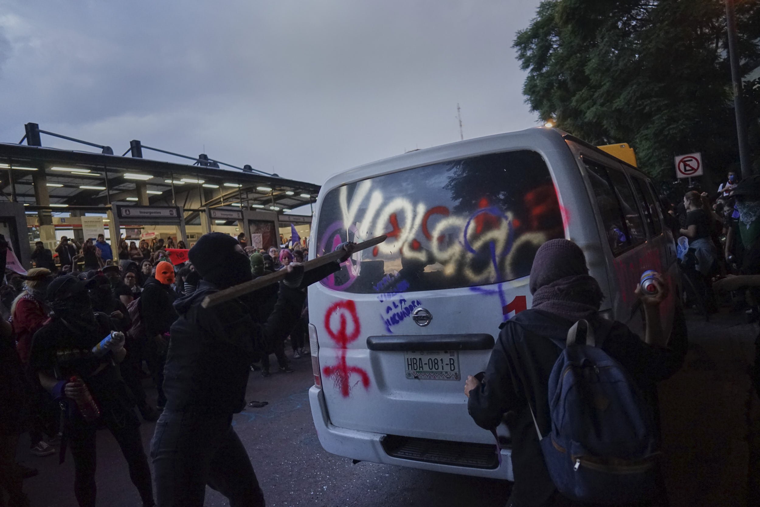 Women vandalize a vehicle during a protest called "They Don't Protect Me, They Rape Me" to demand for their safety in the city and justice for two teenage girls that were raped by policemen, in Mexico City, Mexico, August 16, 2019. REUTERS/Mariana G