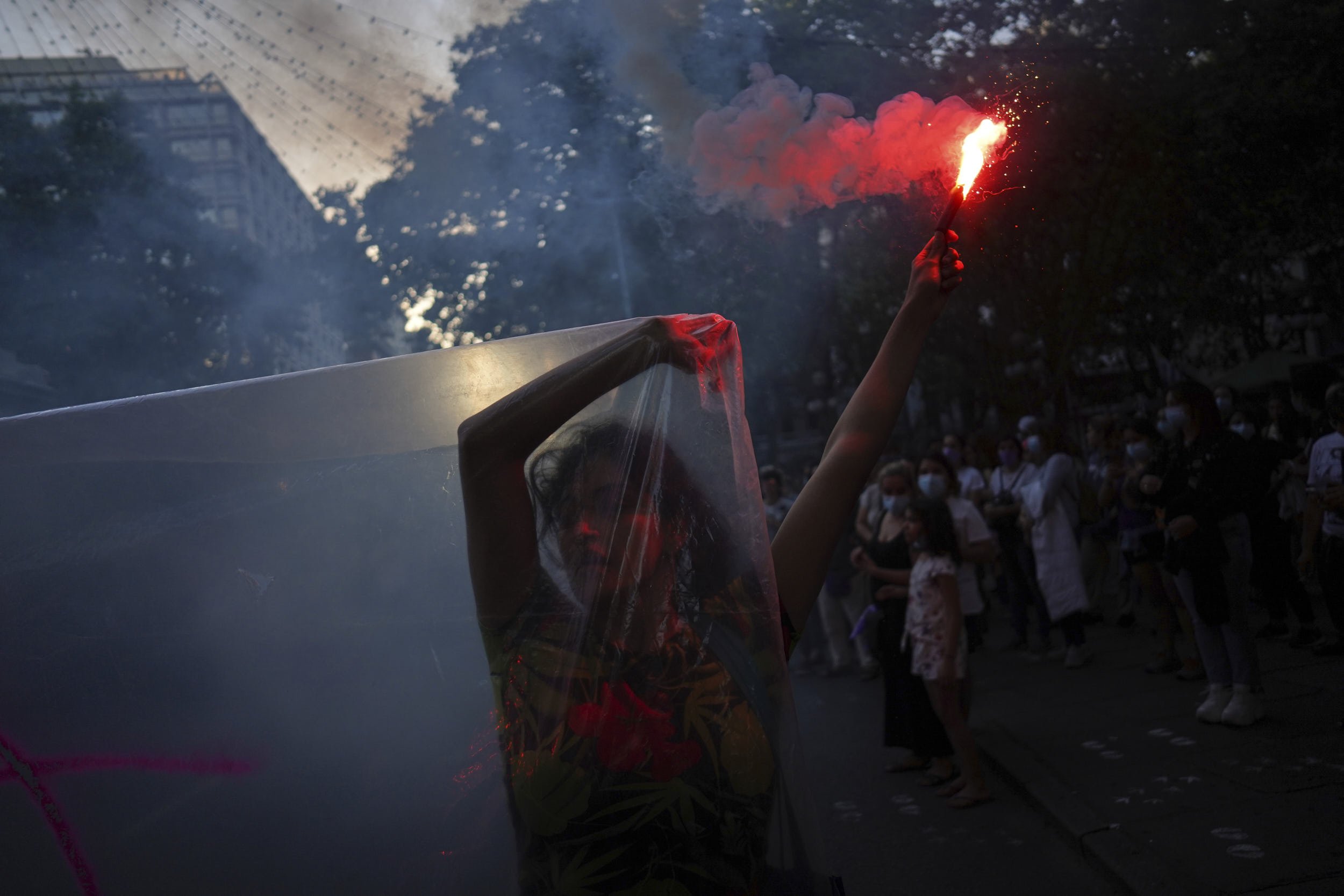 Demonstrators march through the streets of Montevideo, Uruguay, on January 28, 2022, to protest against a recent gang rape case that shocked the country. Mariana Greif