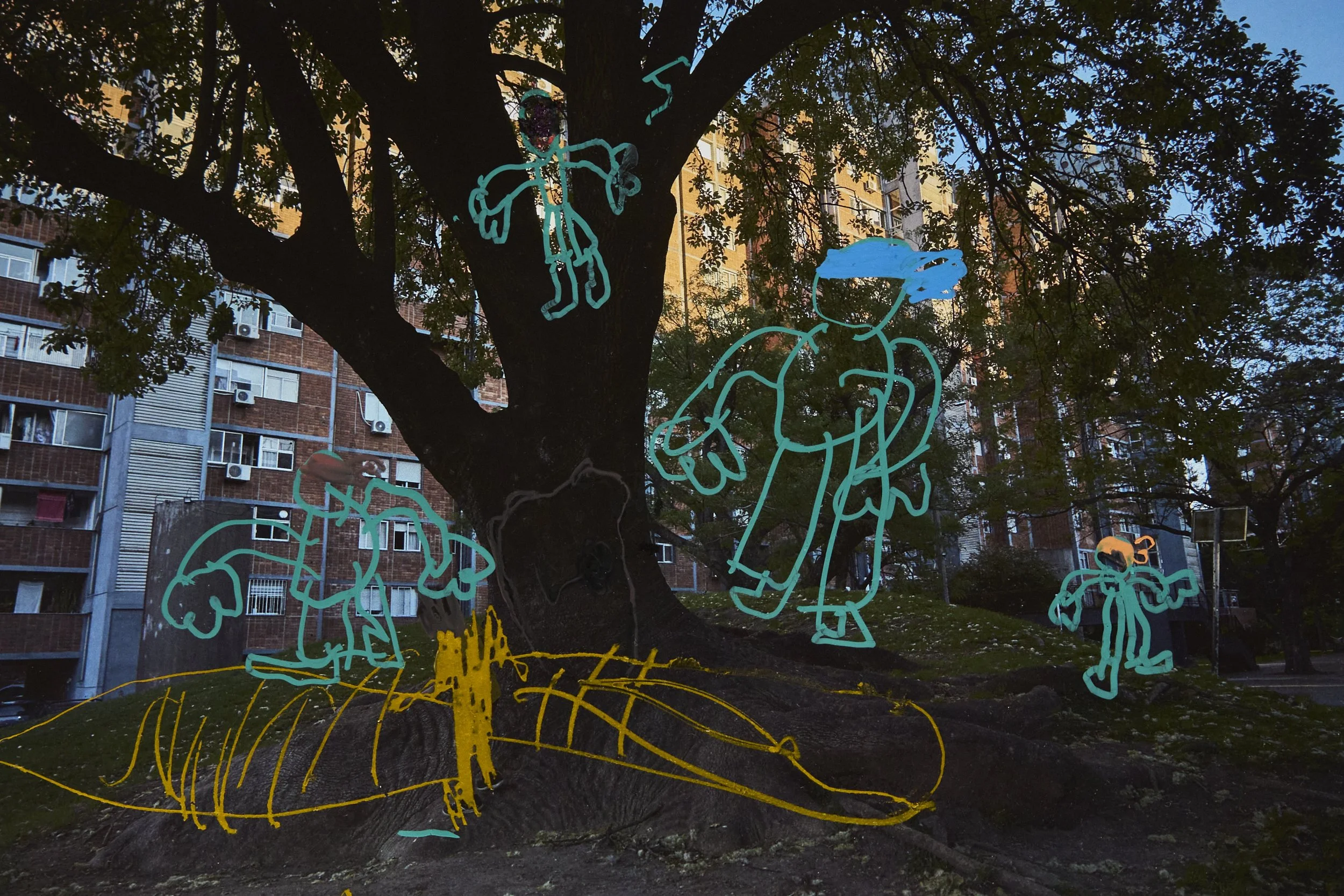  Guarida- hidden communal spaces where kids imagine and play- drawing by Tino. In the pictures is Ivan, another kid, is among Ninja turtles.  