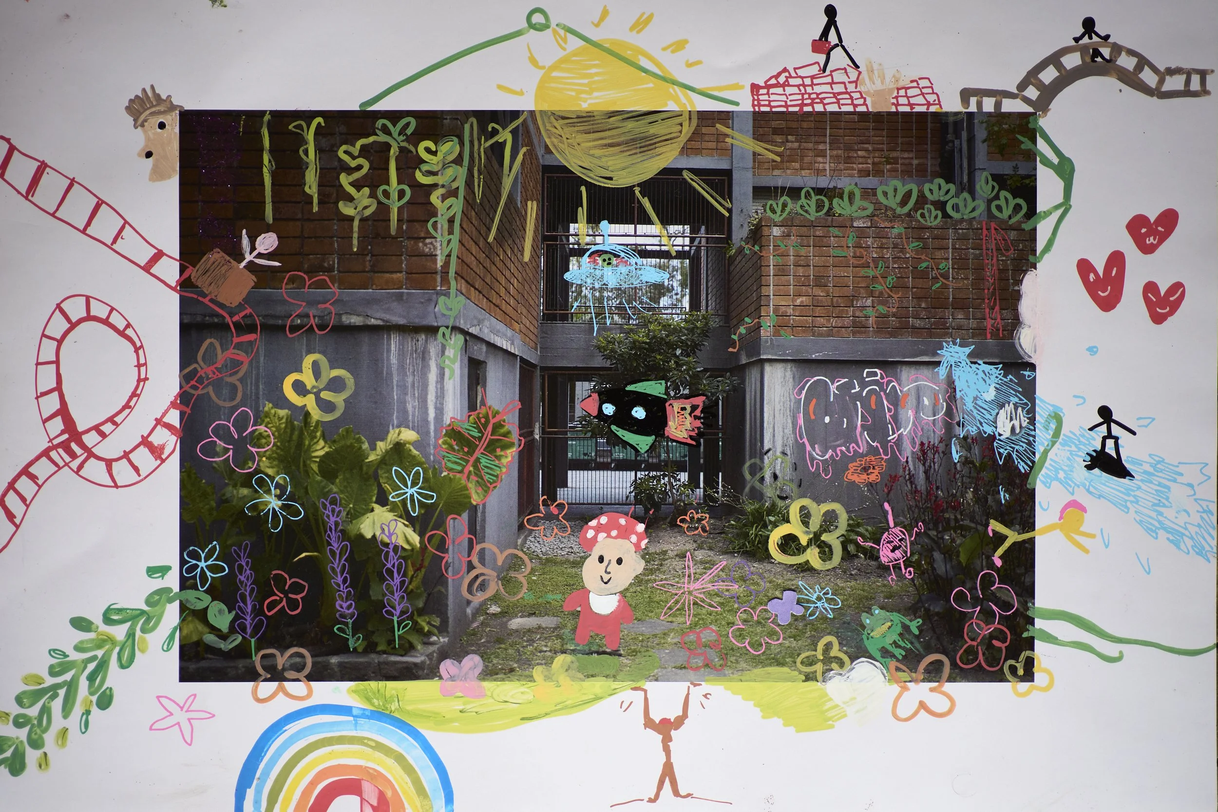  Guarida- hidden communal spaces where kids imagine and play. Drawing by a group of 11-13 year old kids. 