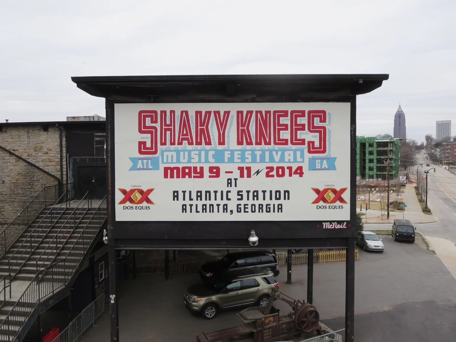 Shaky Knees Music Festival 2014 billboard, hand painted by McNeil Signs