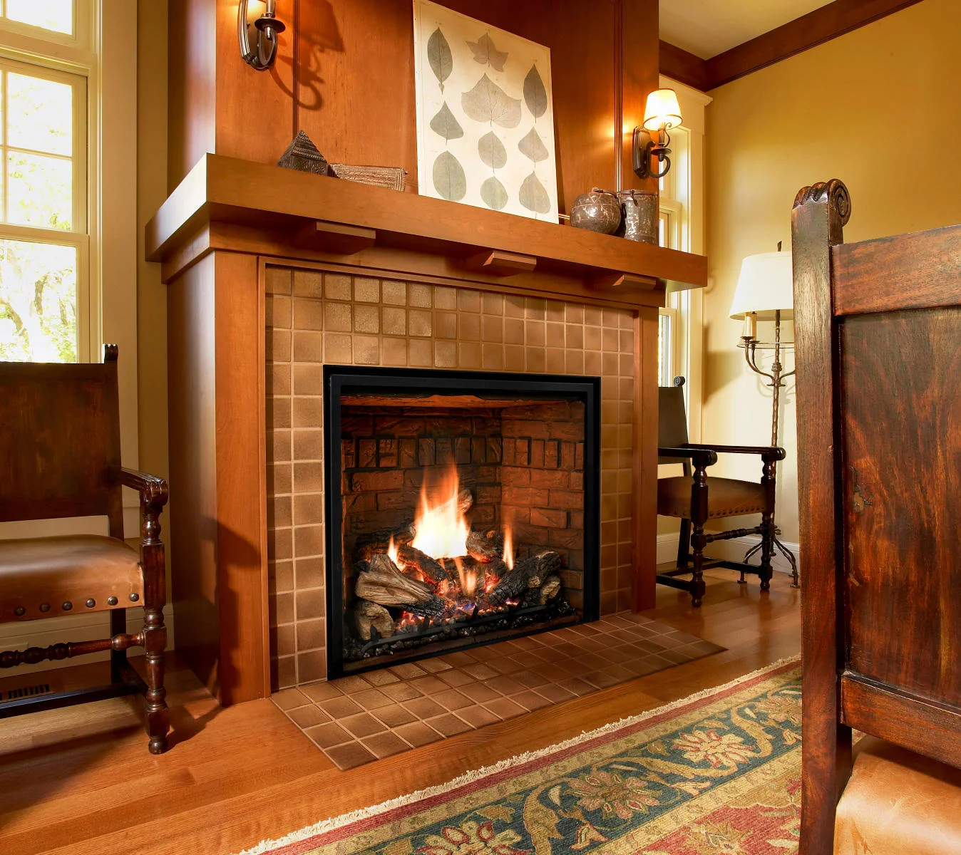 Mendota Fullview FV41 gas fireplace with soldier brick