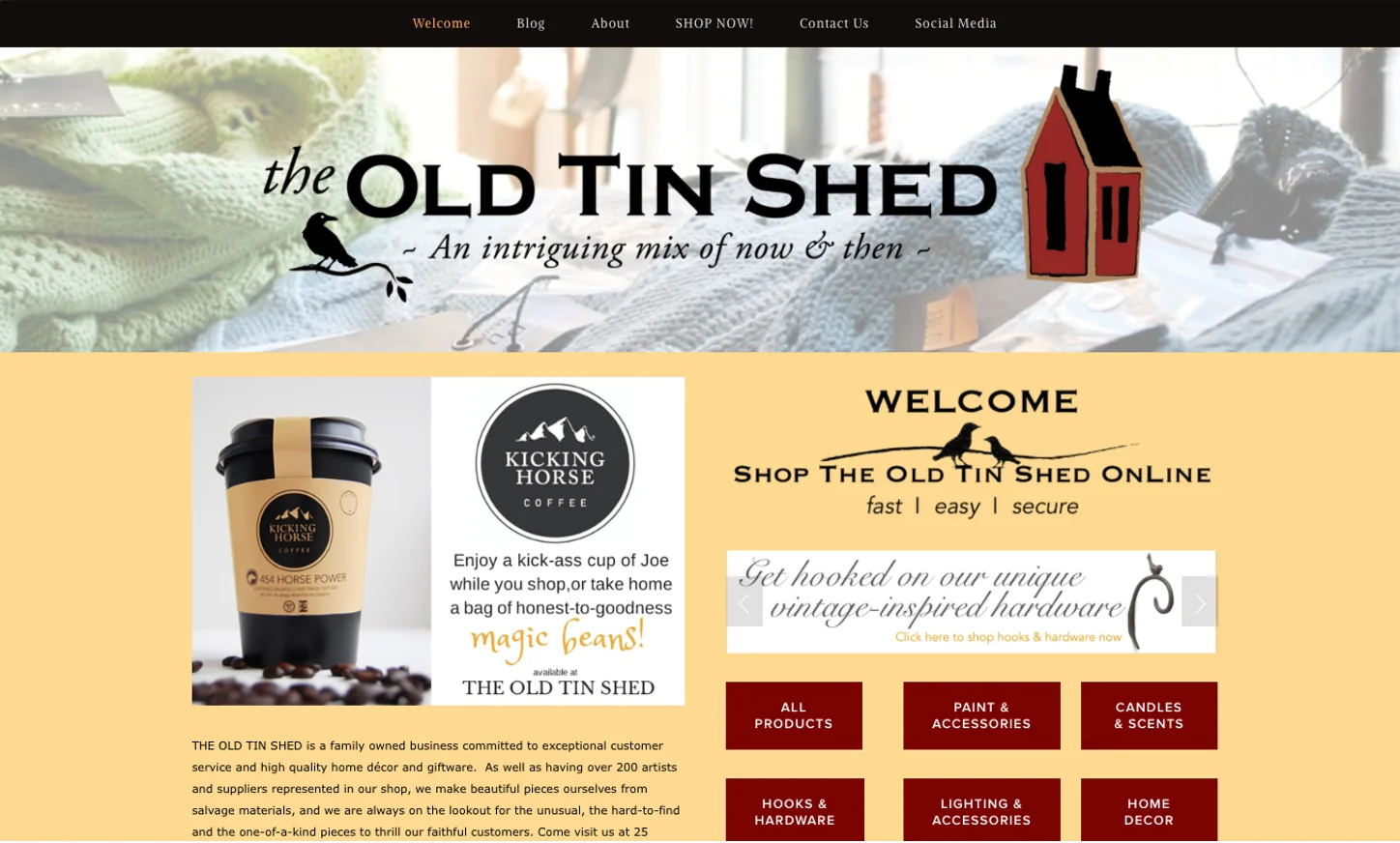New site with online shopping for The Old Tin Shed