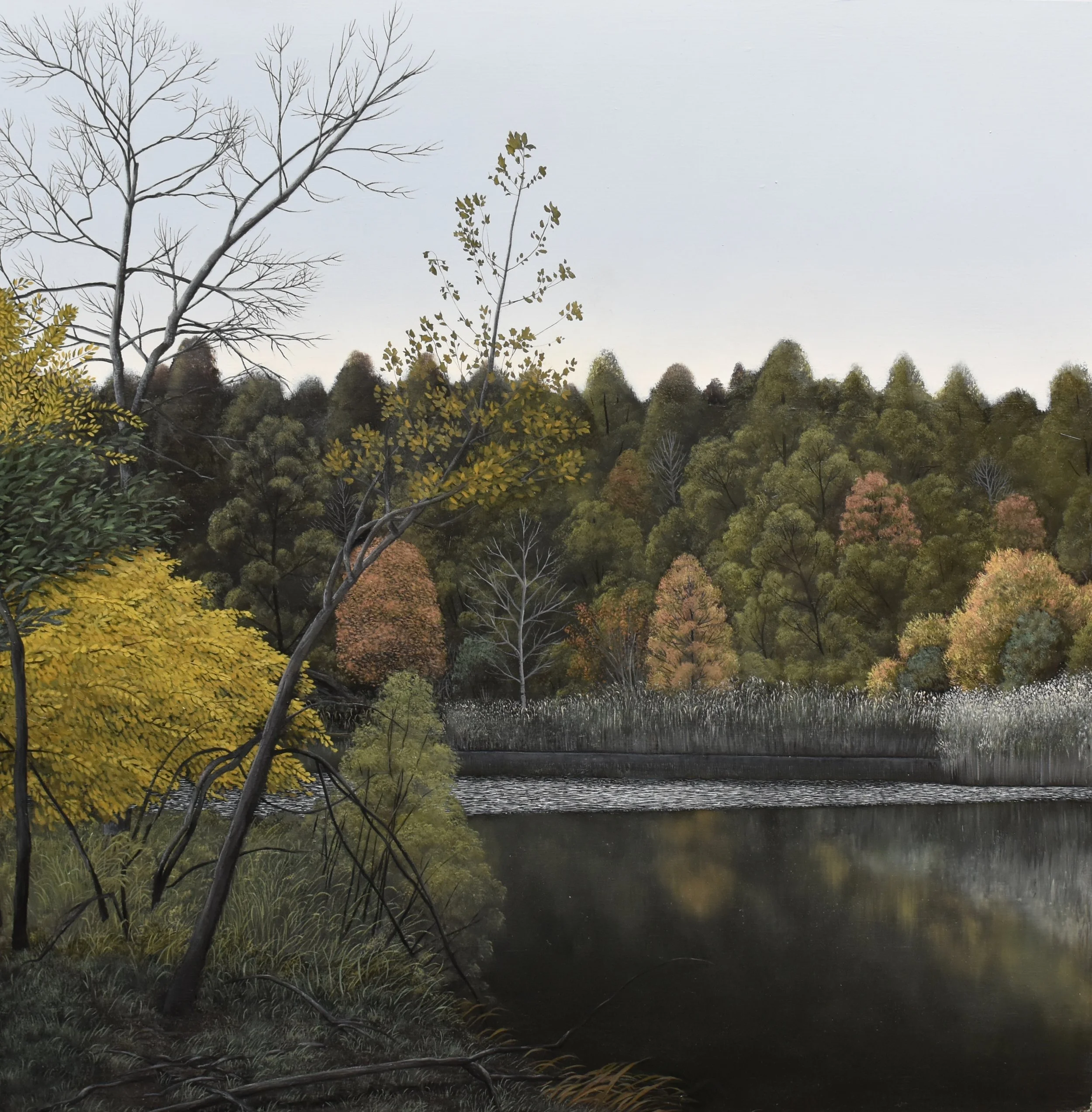 Elegy IV (We Fall Into Indifferent Ponds), oil on panel, 16” X 16,” available from Garvey|Simon