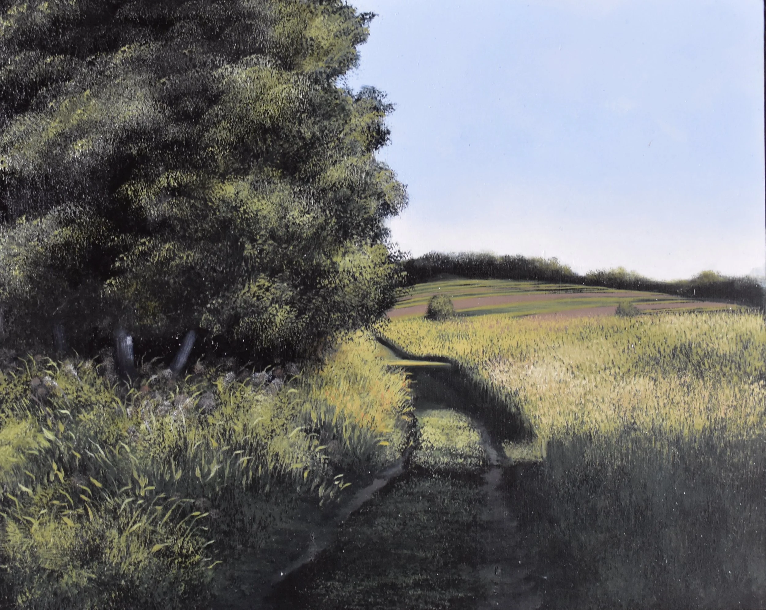 Golden Hour, oil on panel, 9” X 12,” framed. Available through Carrie Haddad Gallery.