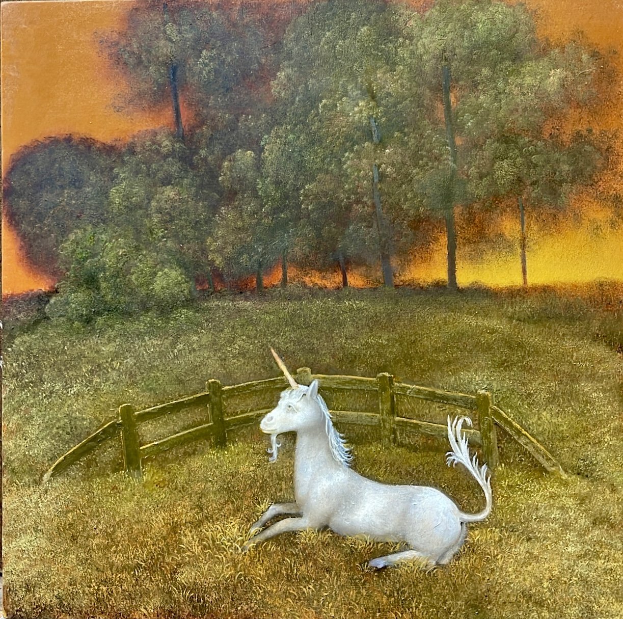 An Inness Landscape with the Cloisters Unicorn