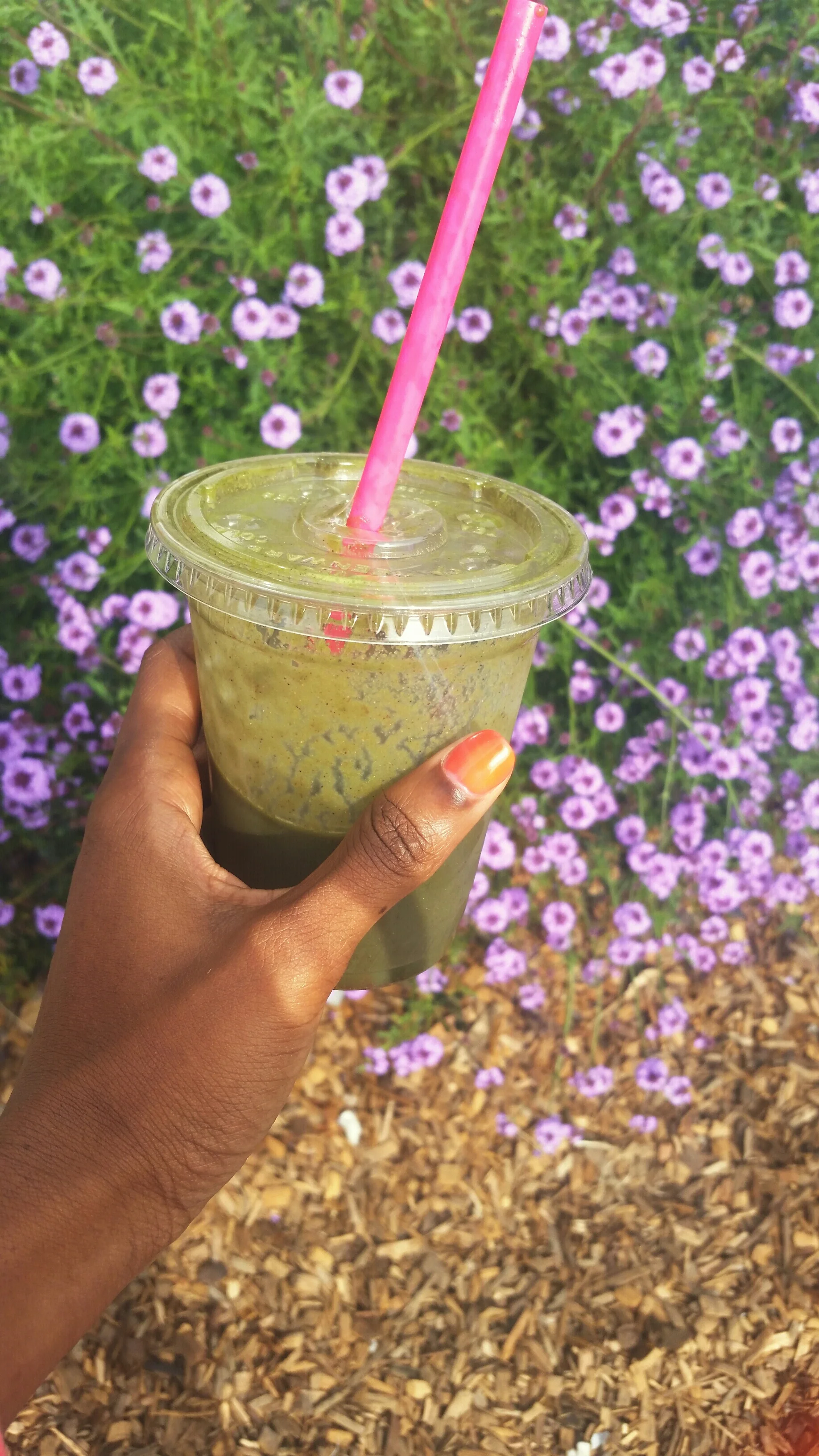 The Berry Hemp Smoothie. My favorite smoothie ever!!! I get this after my Pilates class on Monday mornings. It has hemp and berries which is full of protein to help me have a productive day.