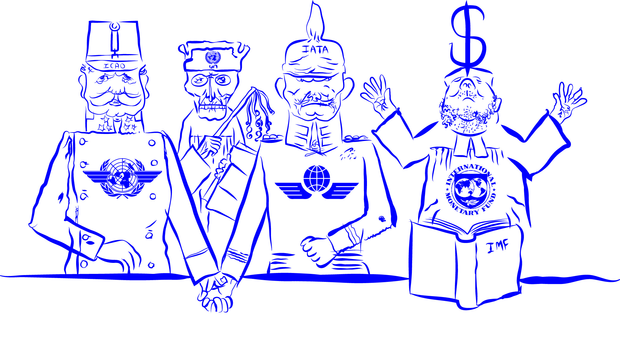 Be subject to the magisterial, a rare ritual gathering of ICAO, UN, IATA, and IMF! (For George Grosz) (2016)