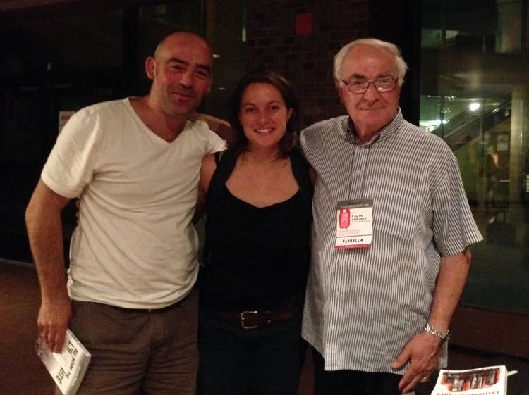 Riccardo Petrella with artistic directors Carlos García Estévez and Paige Allerton at the World Social Forum , Montreal 2016.