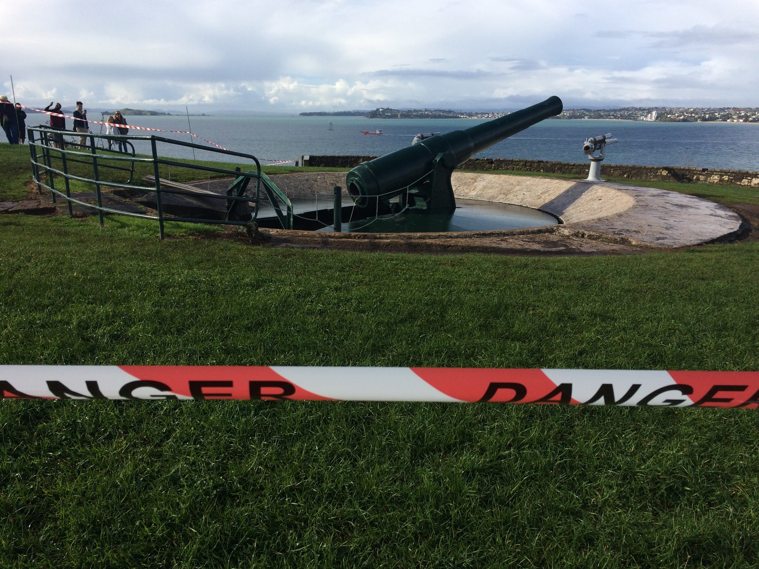 The gun is ready, area cordoned off and now waiting for Heritage Rescue presenter Brigid Gallegher to come and push the detonator....