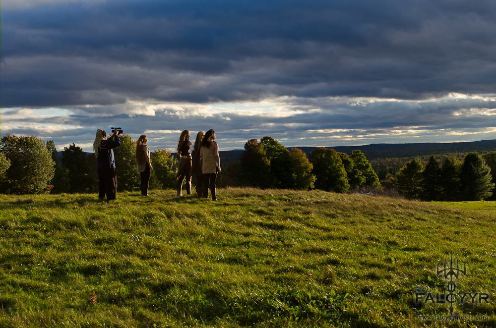 Filming us at the top of the field overlooking the herd of horses below. The clouds were so beautiful!